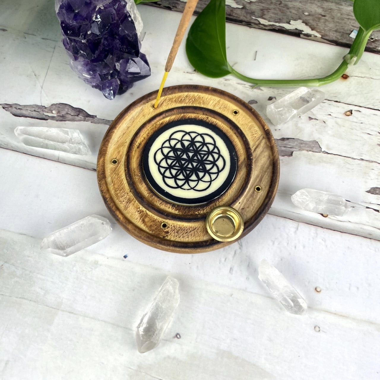 top view of the mango wood incense burner 