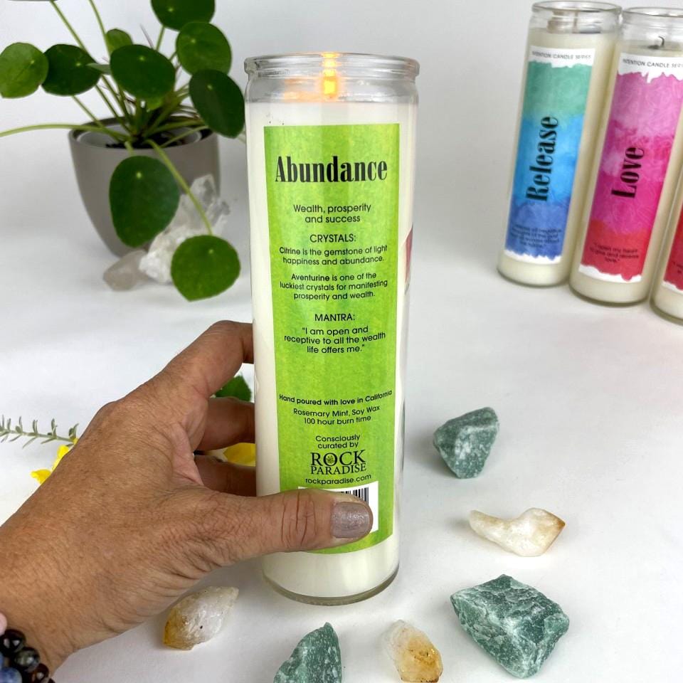 each candle comes with a manifestation prayer 