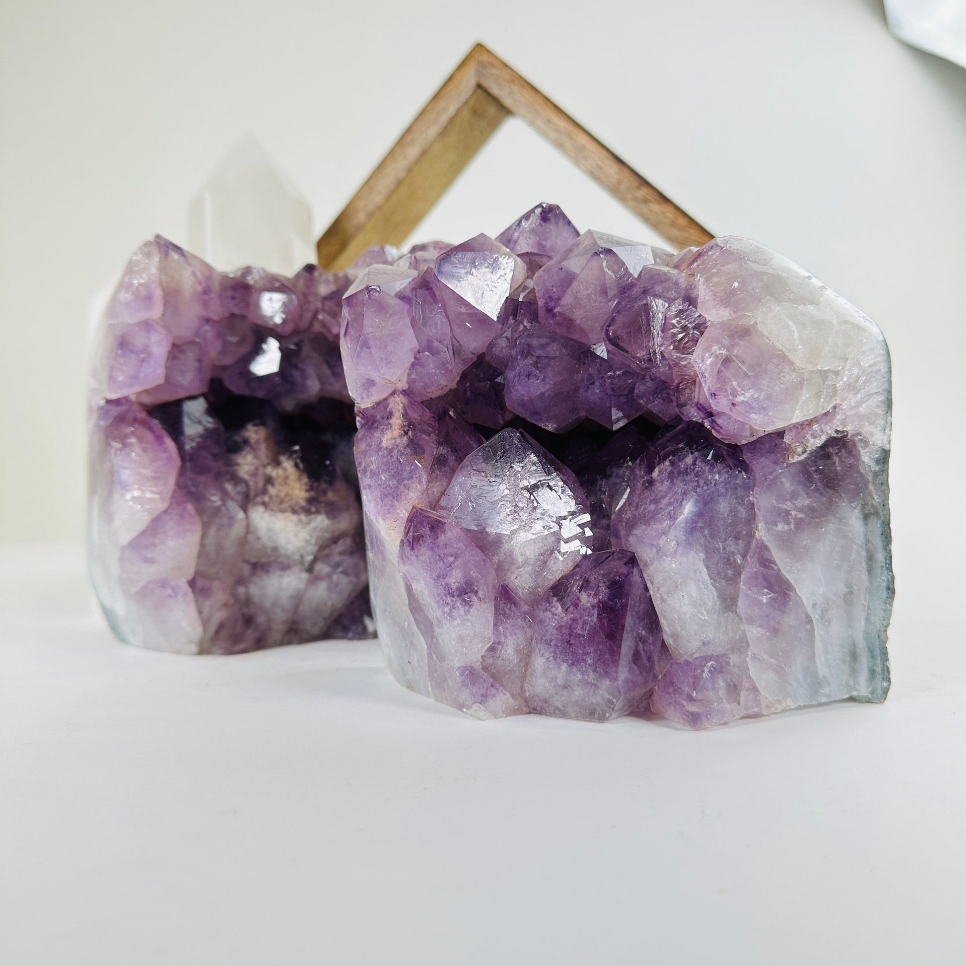 amethyst with decorations in the background