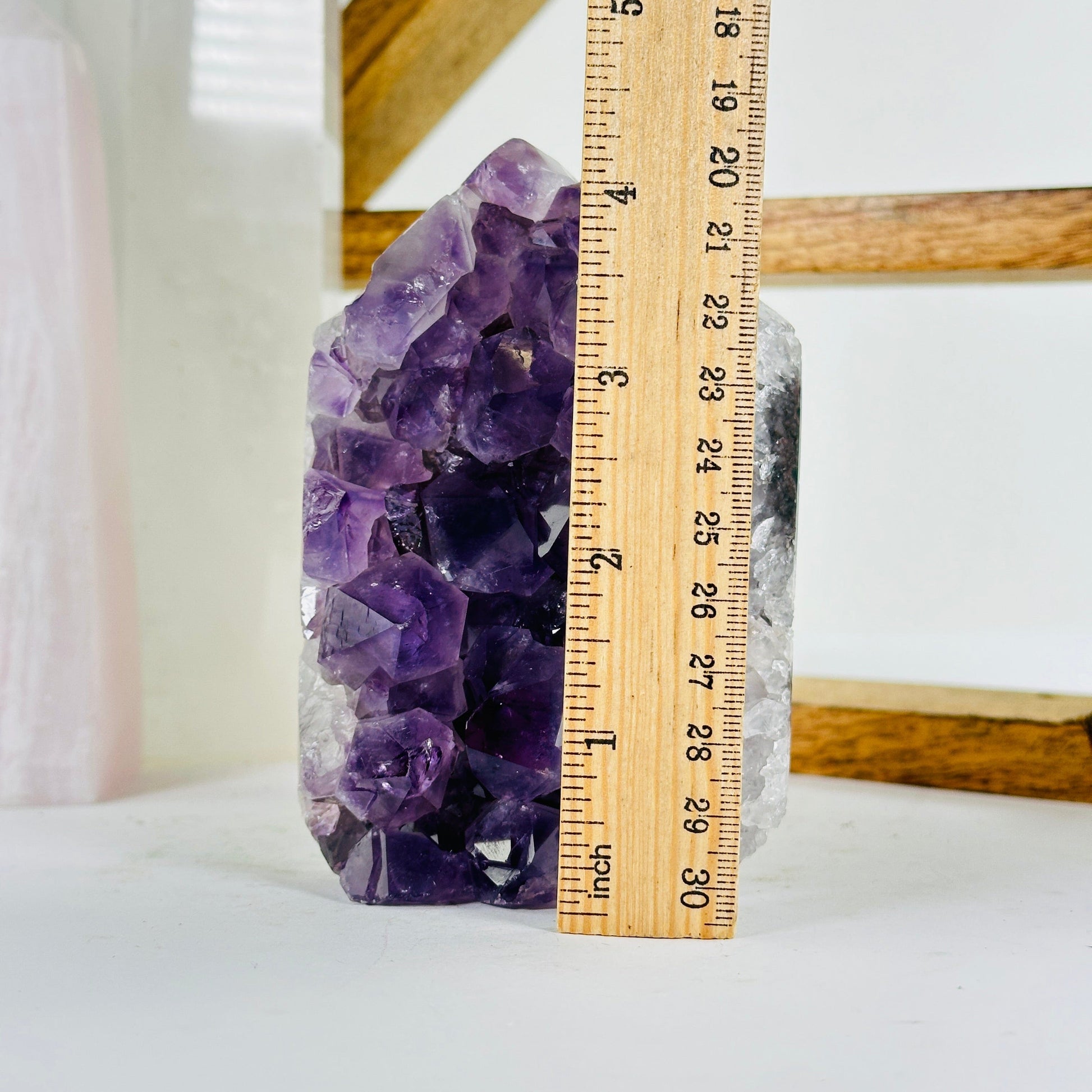 amethyst with decorations in the background