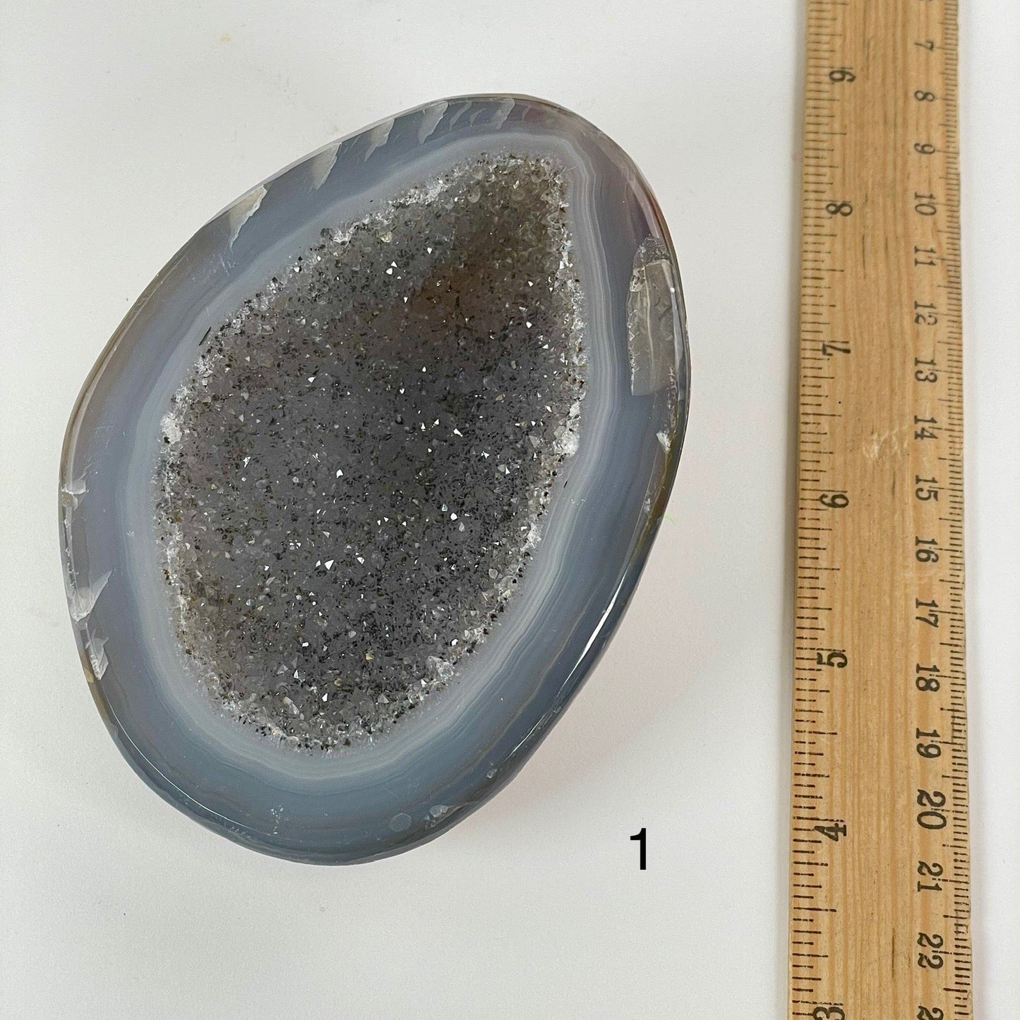 Agate Geode Half - Natural Crystal Geode - You Choose #4 variant 1 with ruler for size reference