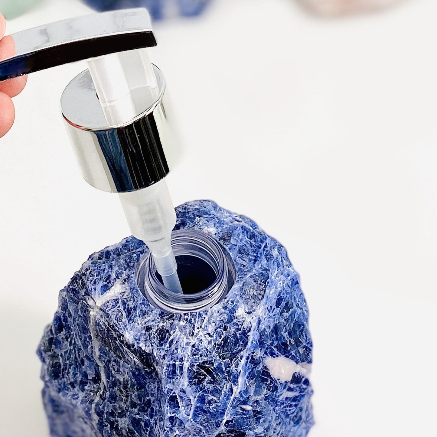 Open Bottle Gemstone Soap Dispenser