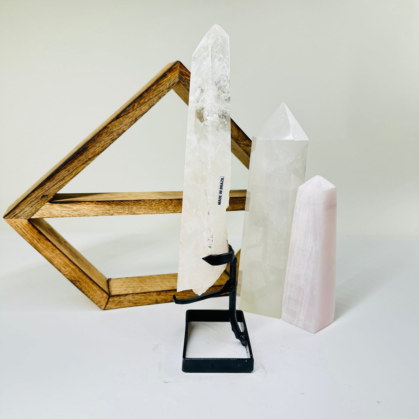 crystal quartz with decorations in the background