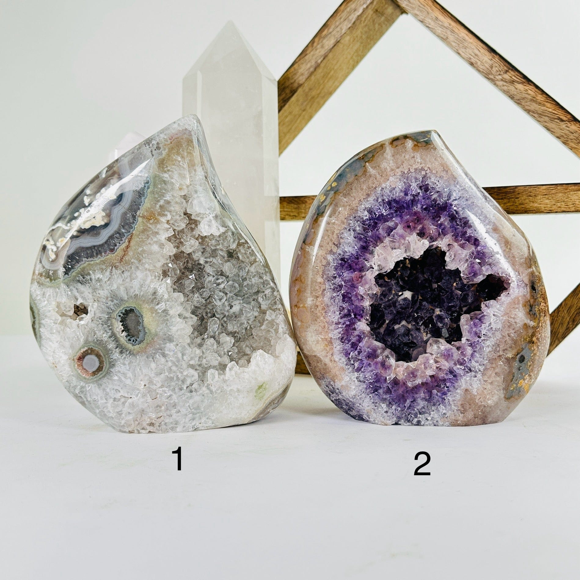 amethyst with decorations in the background