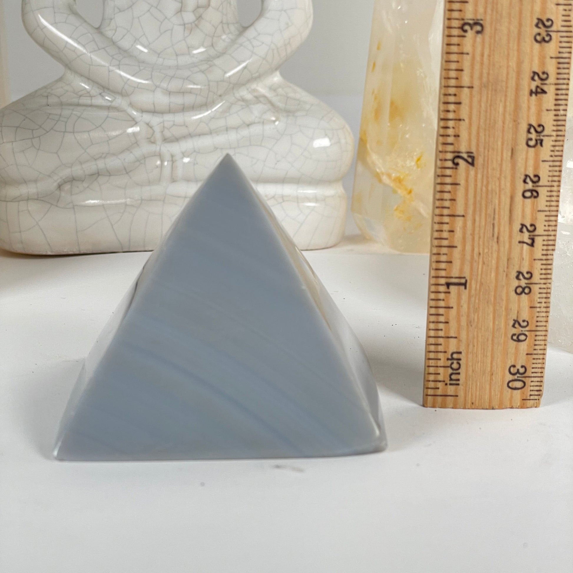 Agate Crystal Pyramid - One-of-a-Kind #2 with ruler for size reference
