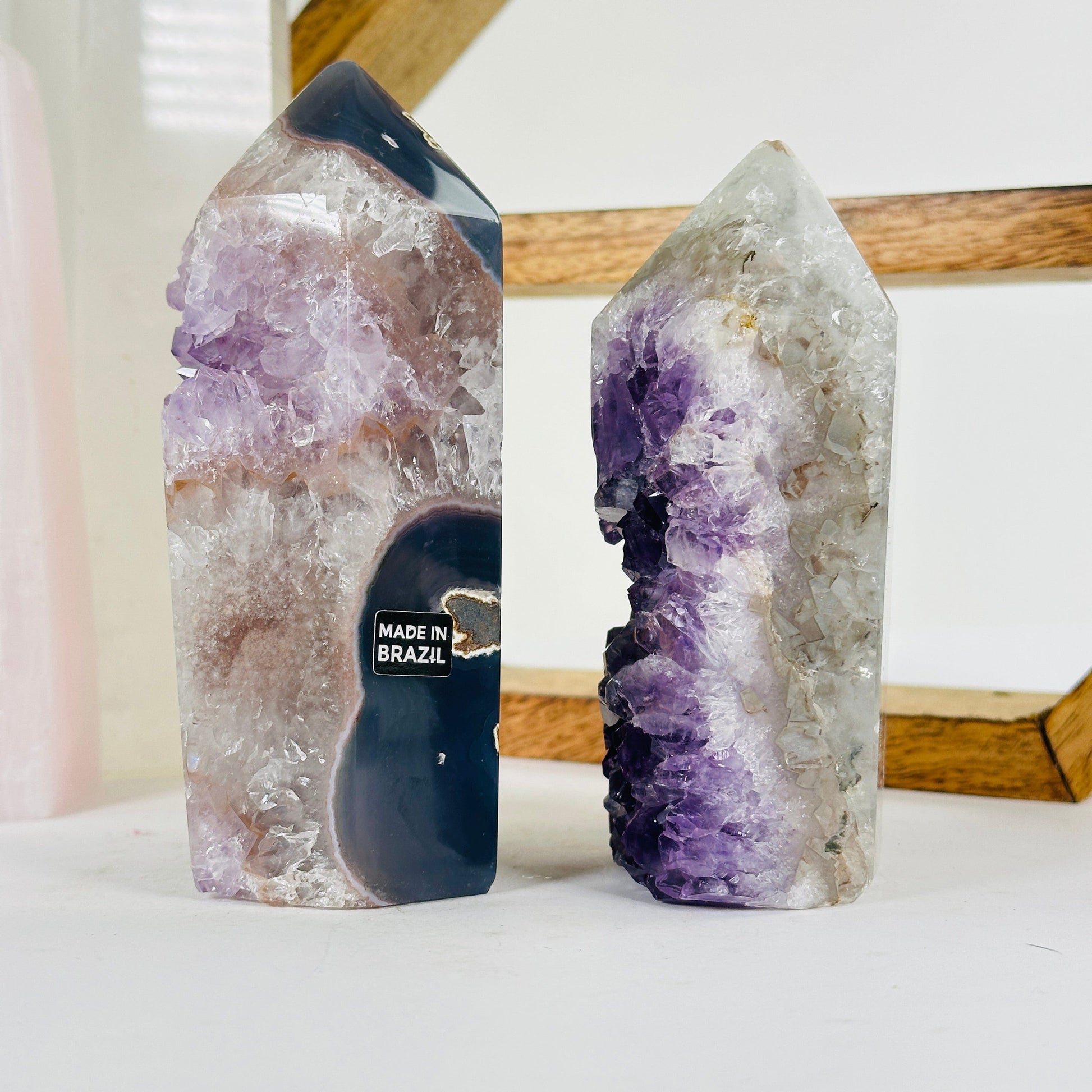 amethyst with decorations in the background