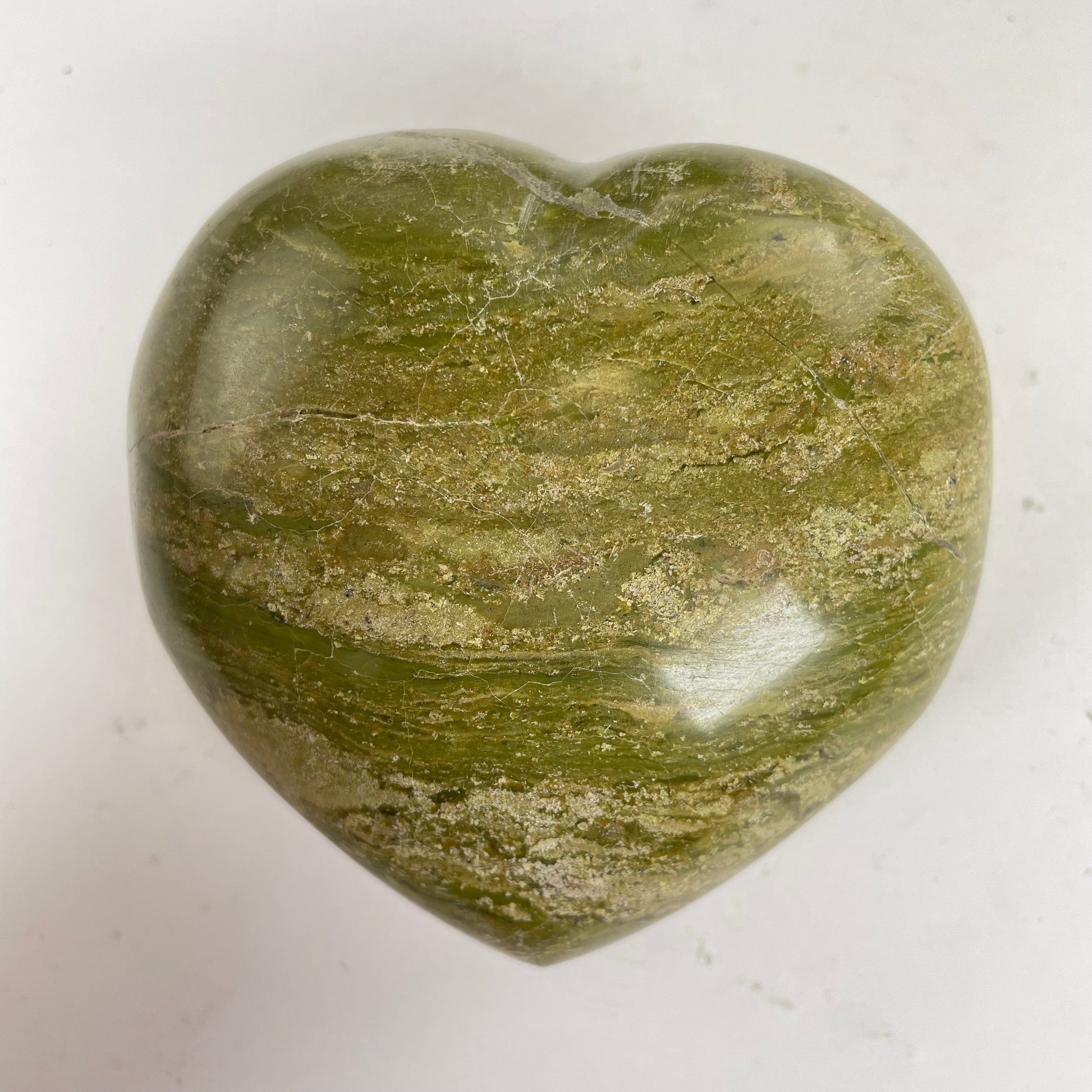Green Pistachio Opal Crystal Heart - One-of-a-Kind #3 back view