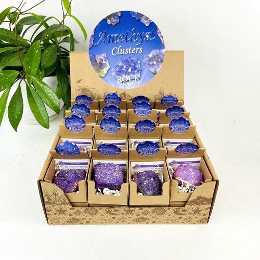 Amethyst Aura Crystal - Box of Geodes - Point of Purchase Display