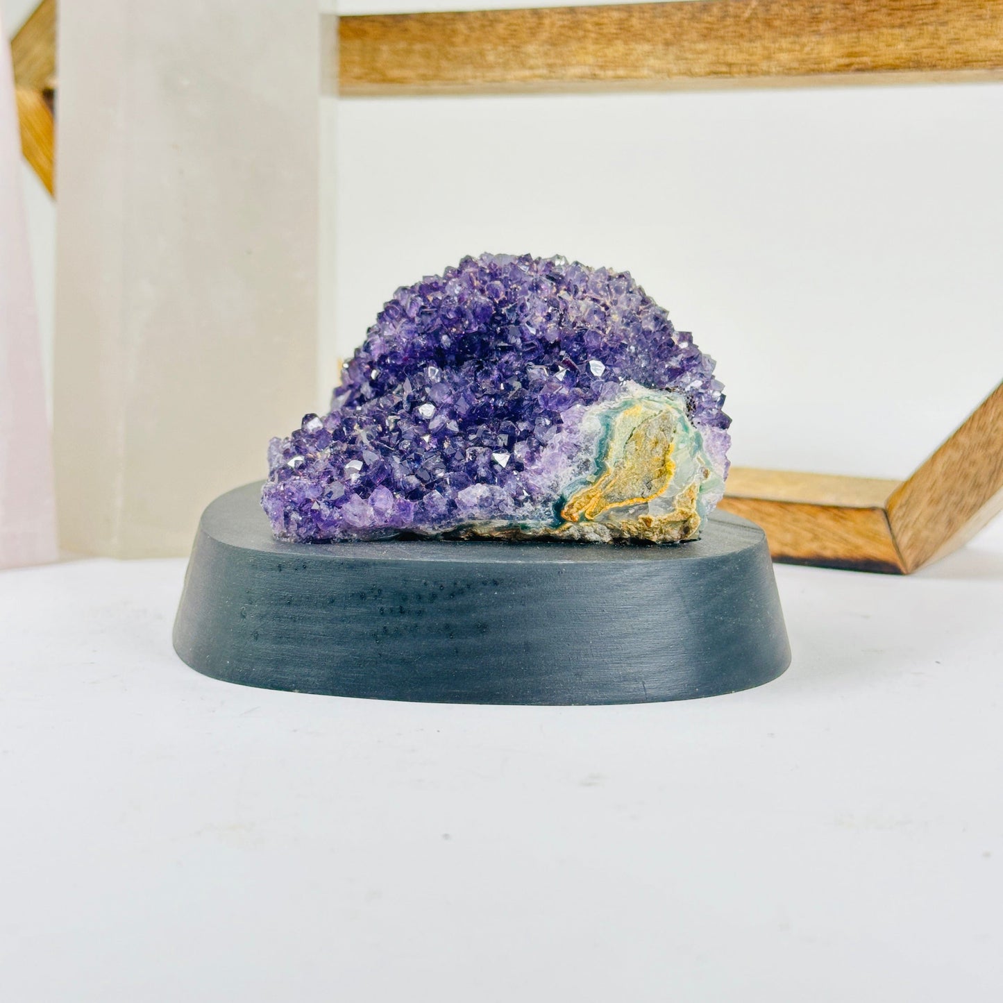 amethyst with decorations in the background