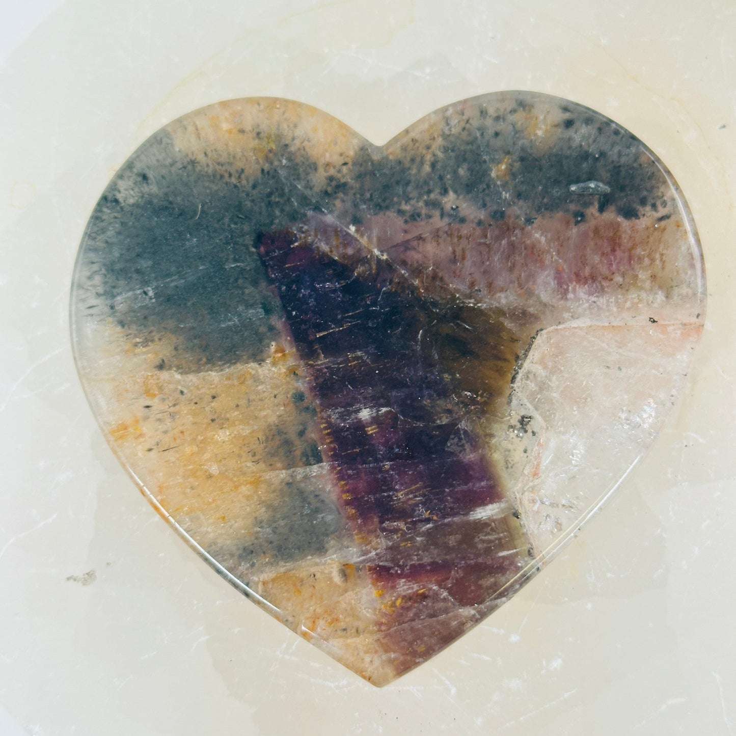 Super Seven Polished Crystal Heart Slice - One-of-a-Kind back view
