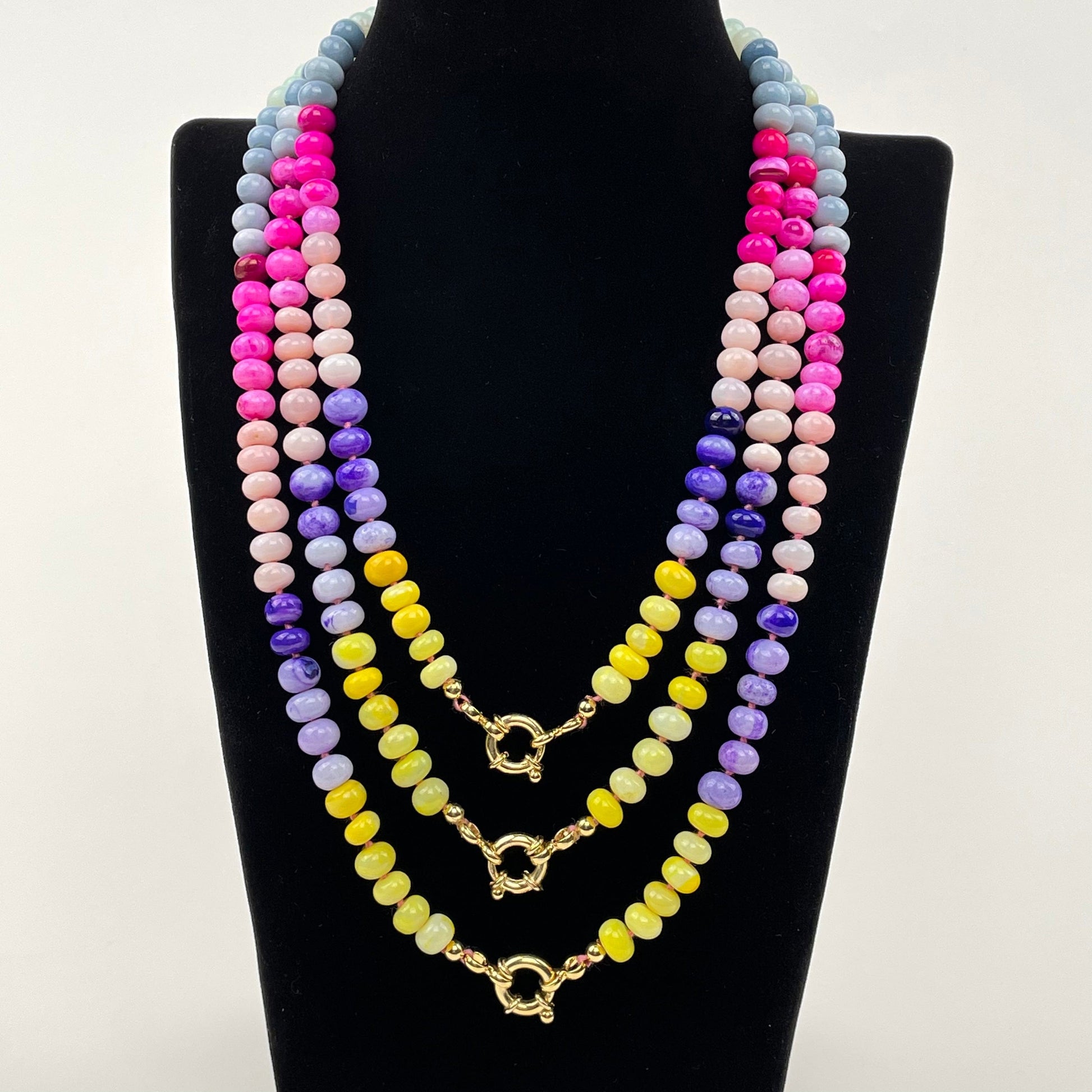 close up of the opal beaded necklace 