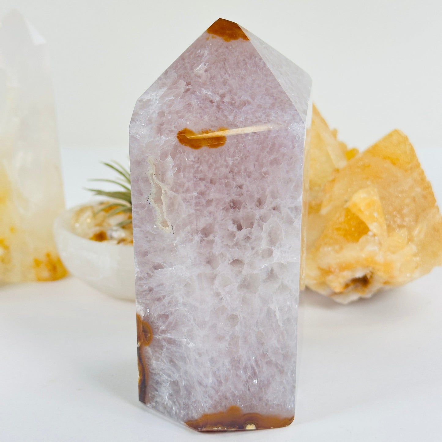 Agate Amethyst Druzy Geode Polished Crystal Point - One-of-a-Kind #2 side view