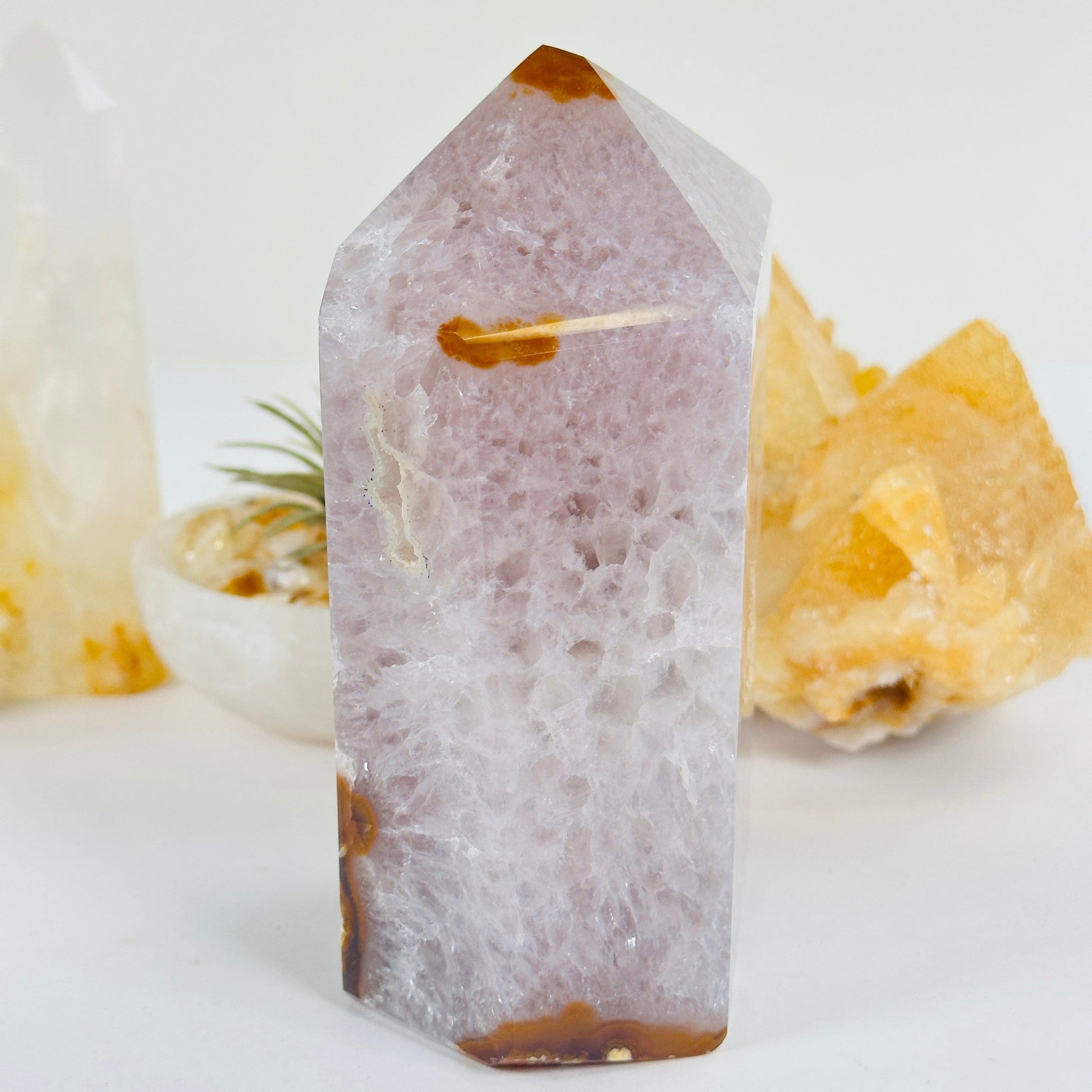 Agate Amethyst Druzy Geode Polished Crystal Point - One-of-a-Kind #2 side view