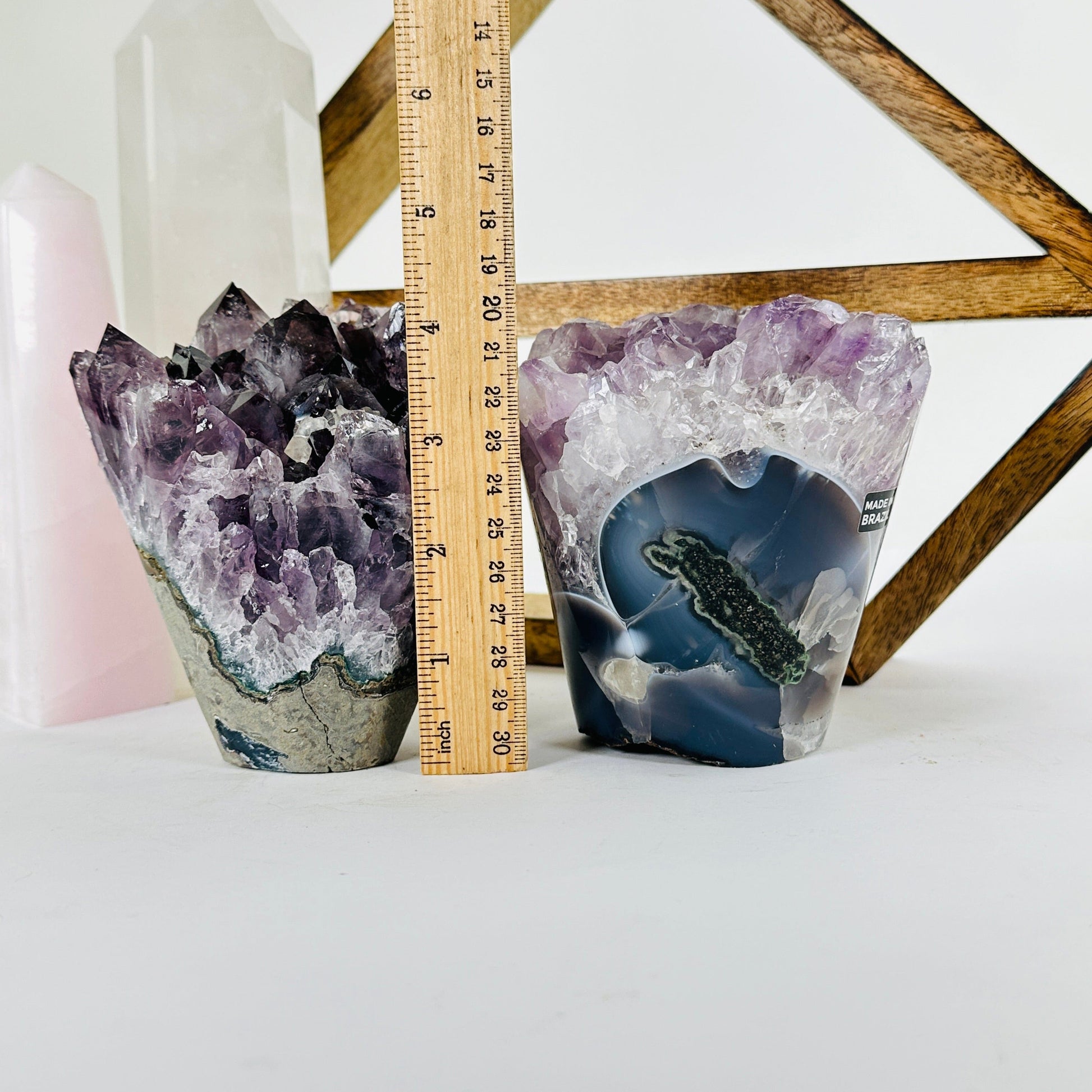 amethyst with decorations in the background