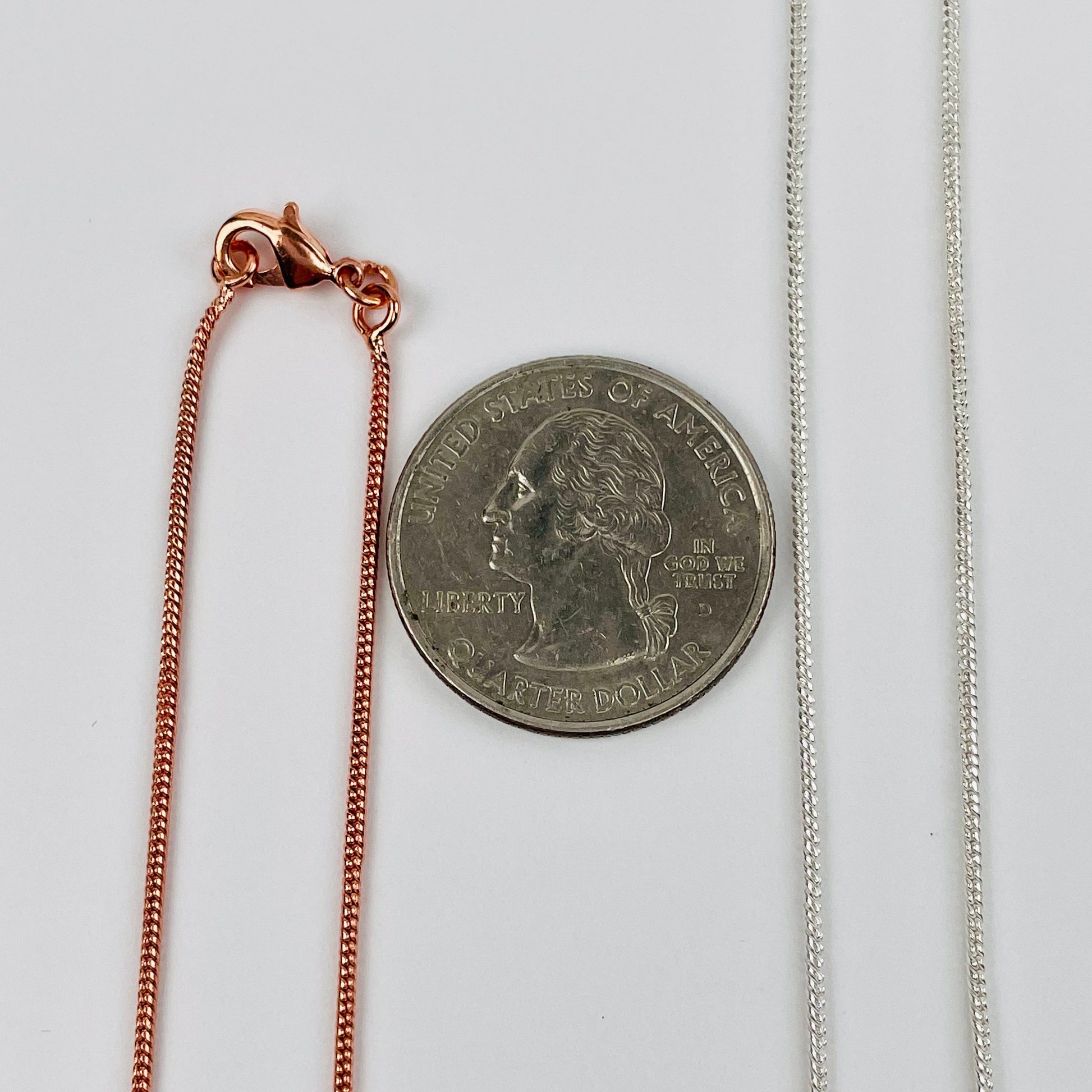 chain next to a quarter for size reference 