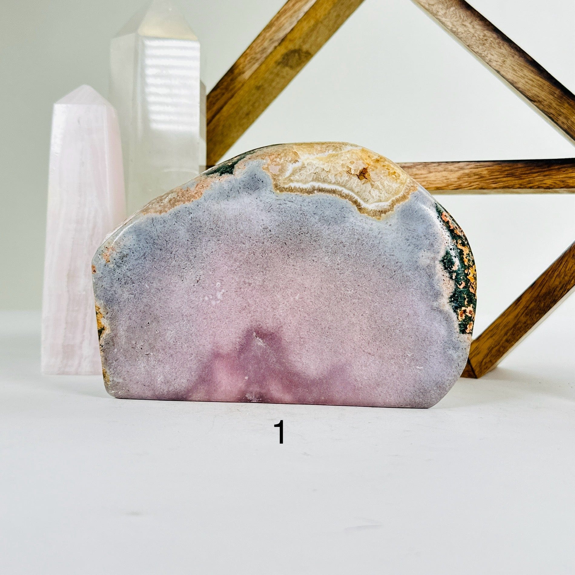 amethyst with decorations in the background