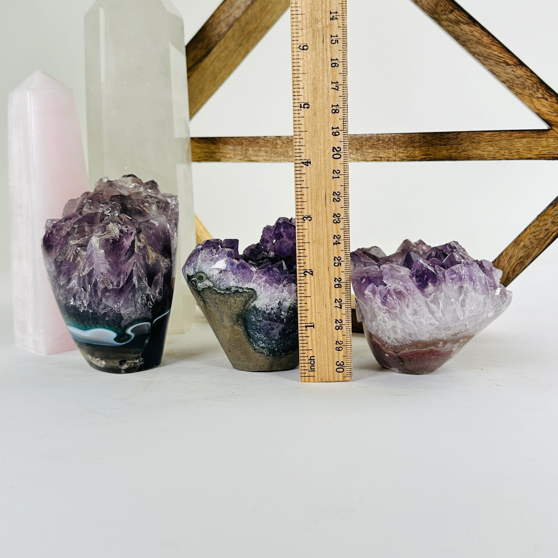 amethyst with decorations in the background