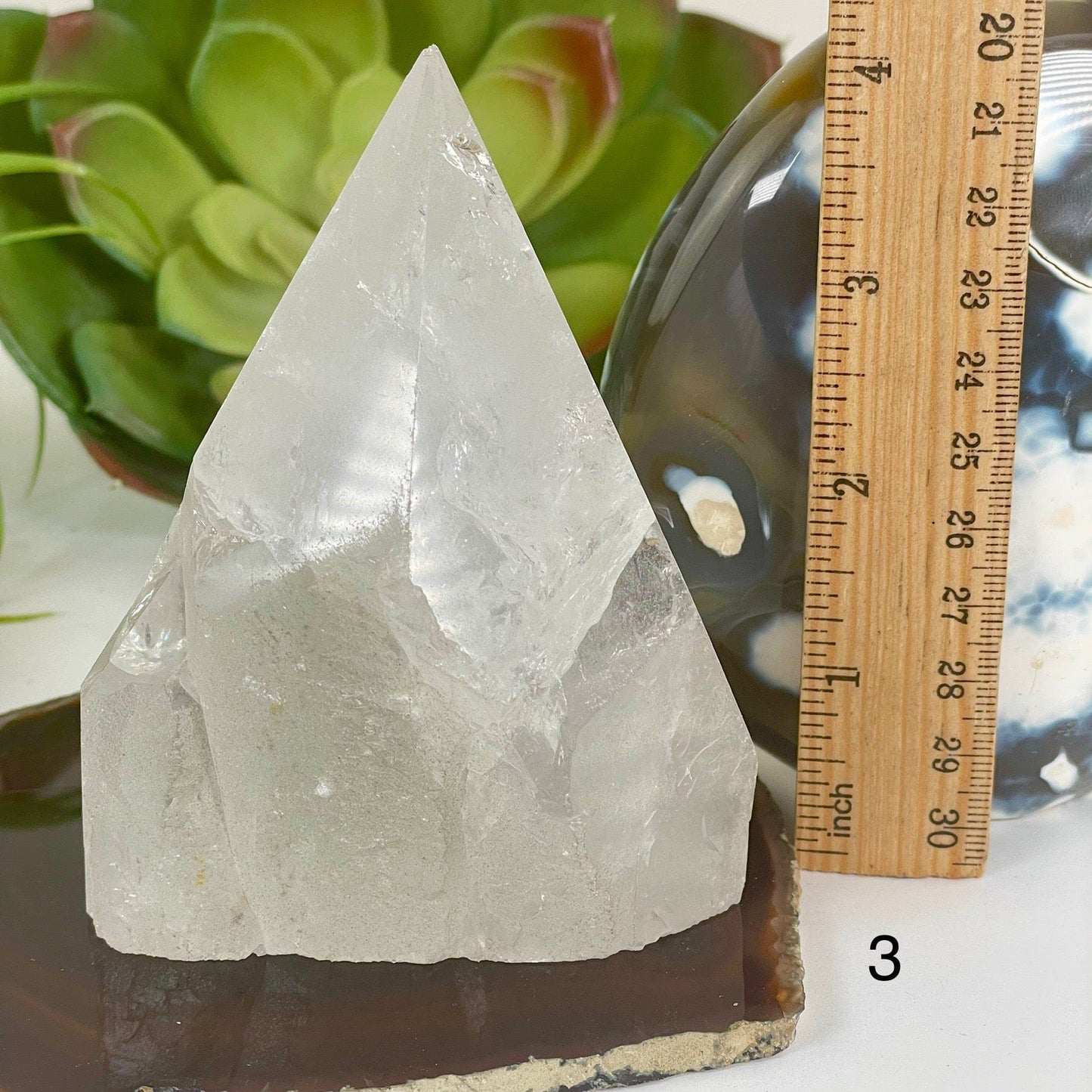 Crystal Quartz Semi Polished Point - As Is - You Choose variant 3 labeled with ruler for size reference