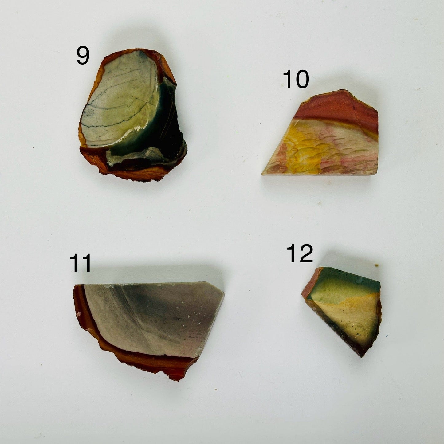 Polychrome Jasper Semi Polished Crystal Slab - You Choose #2 variants 9, 10, 11, and 12 labeled