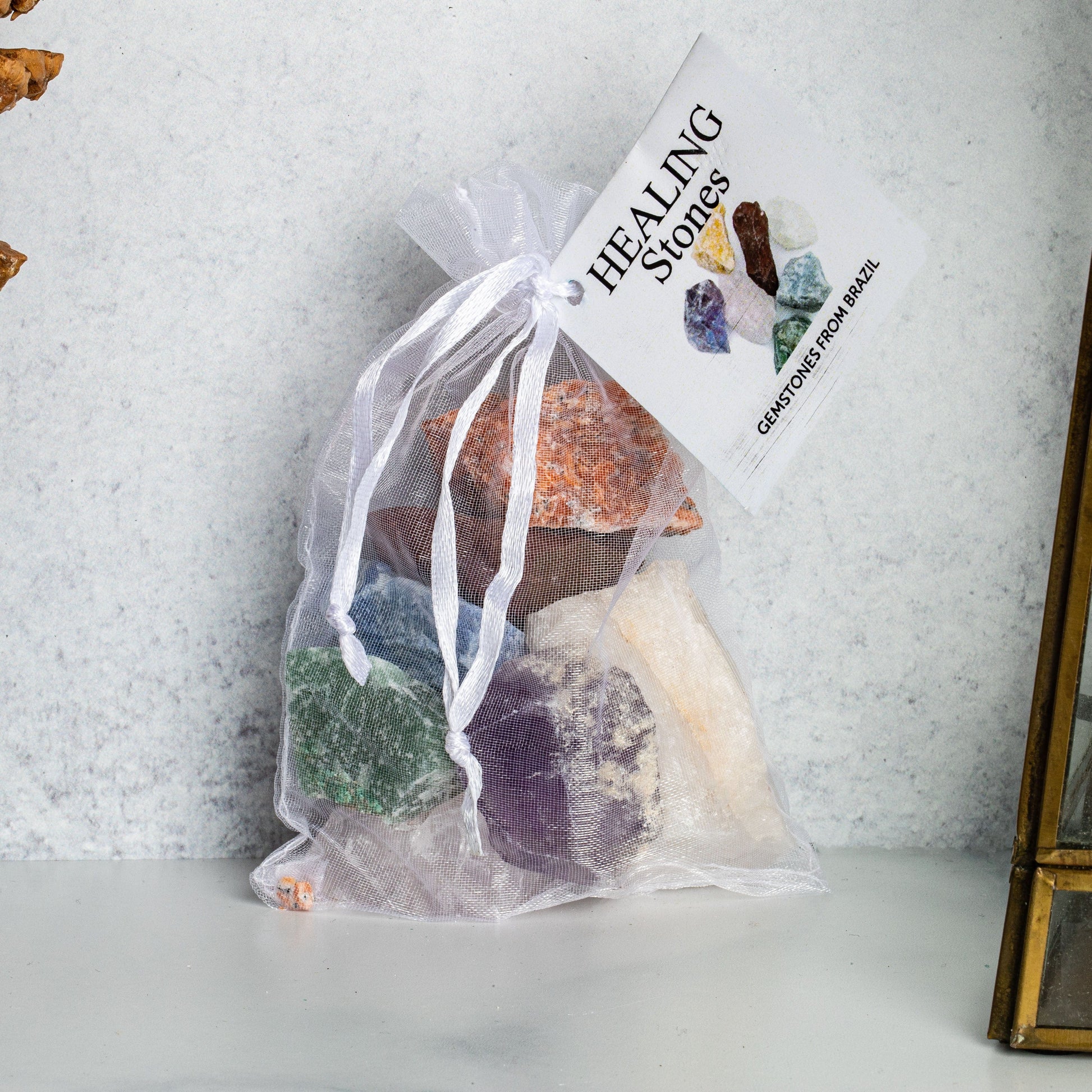 Healing Stone Set - 7 Rough Chakra Stones, Tied & Tagged