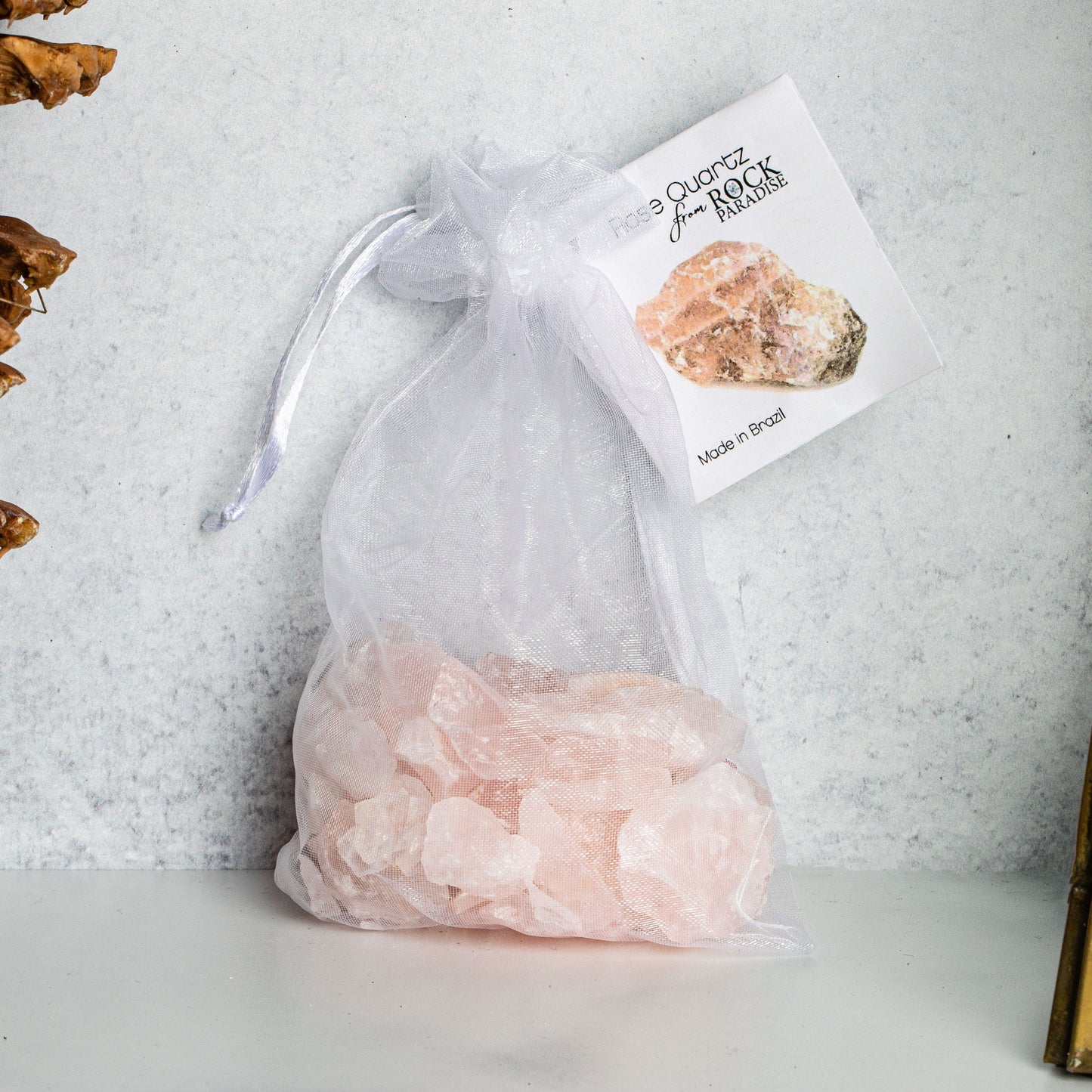 Rose Quartz Stones - Tied & Tagged in an Organza Bag