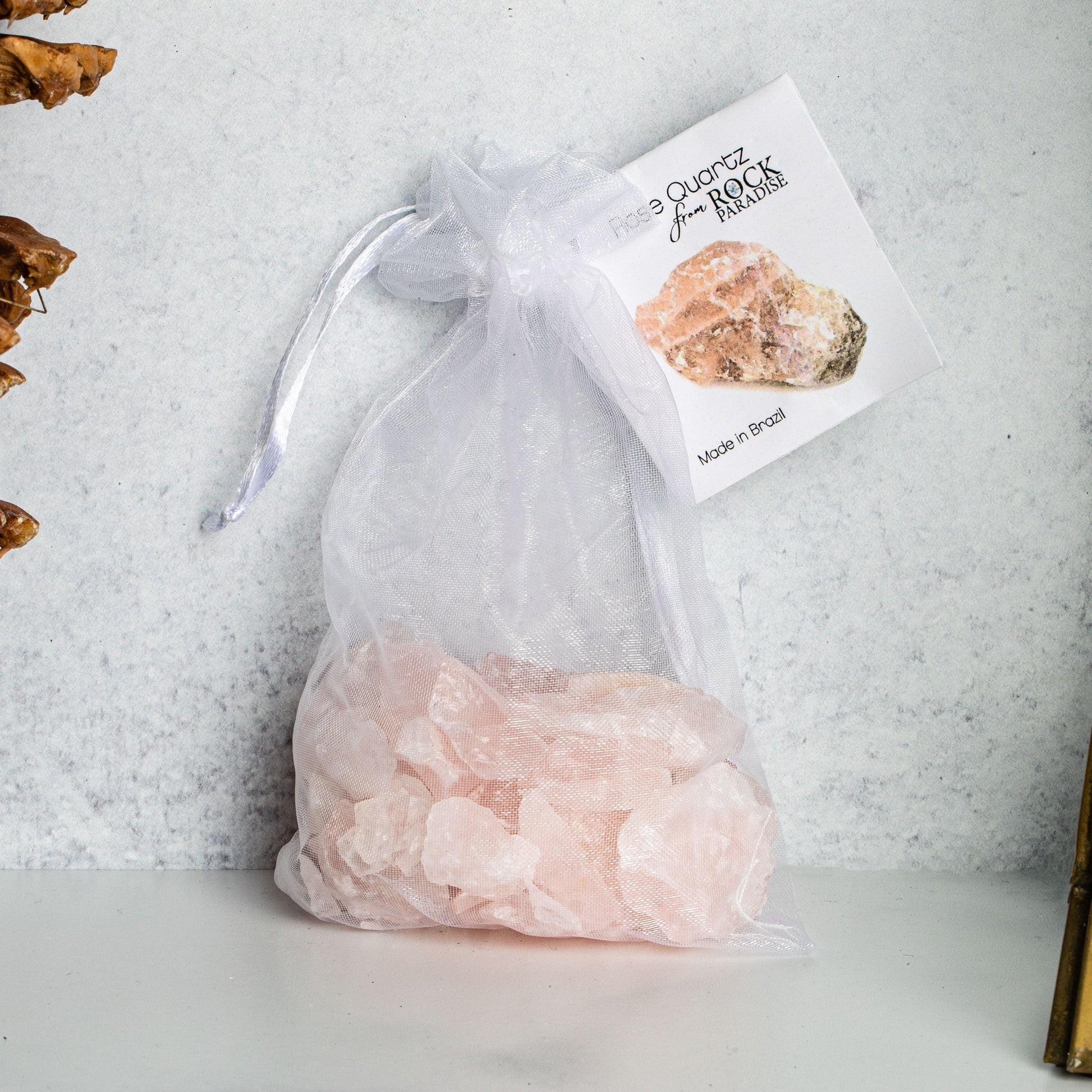 Rose Quartz Stones - Tied & Tagged in an Organza Bag