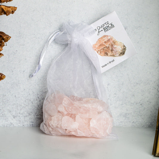 Rose Quartz Stones - Tied & Tagged in an Organza Bag