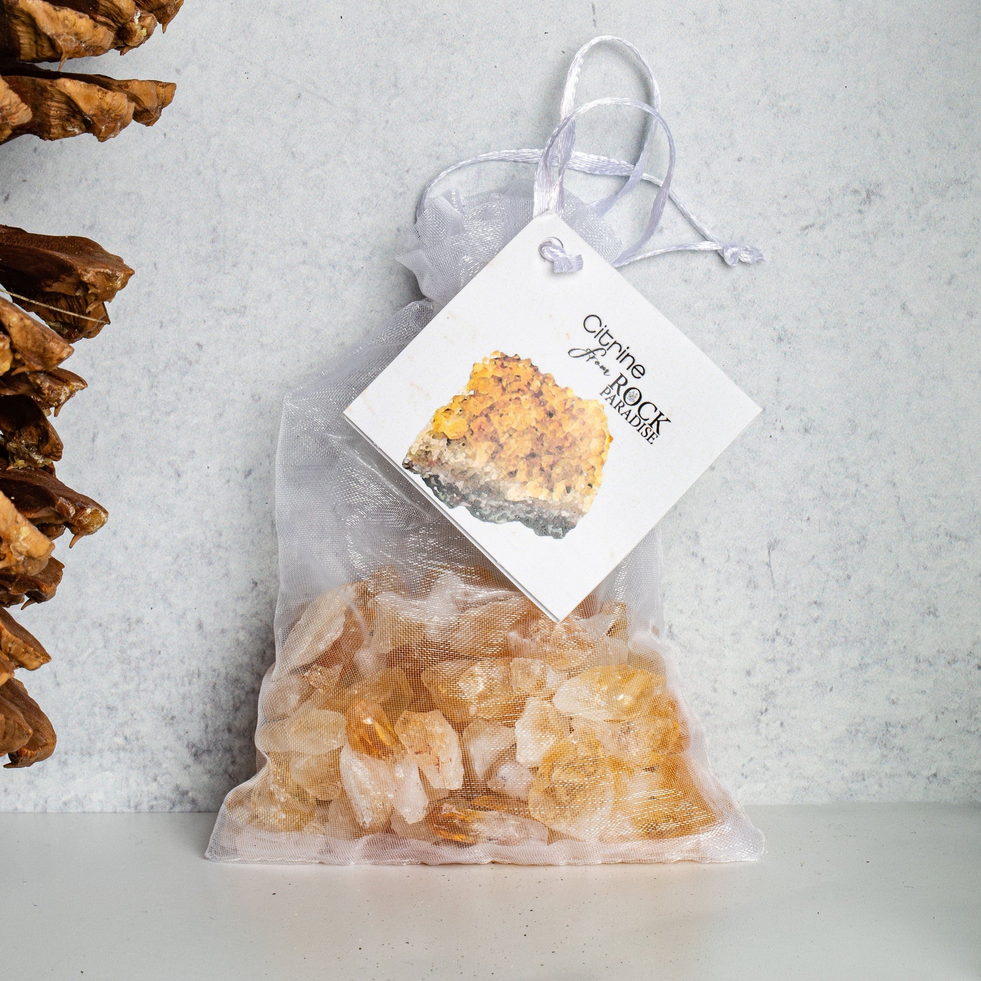 Citrine Stones - Golden Amethyst - Tied & Tagged in an Organza Bag