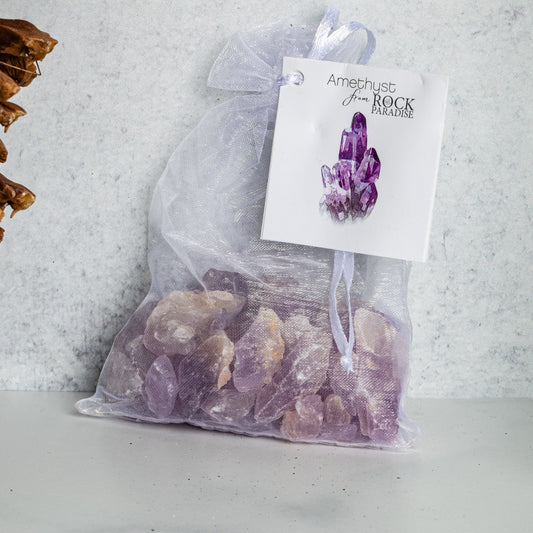 Amethyst Stones - Tied & Tagged in an Organza Bag