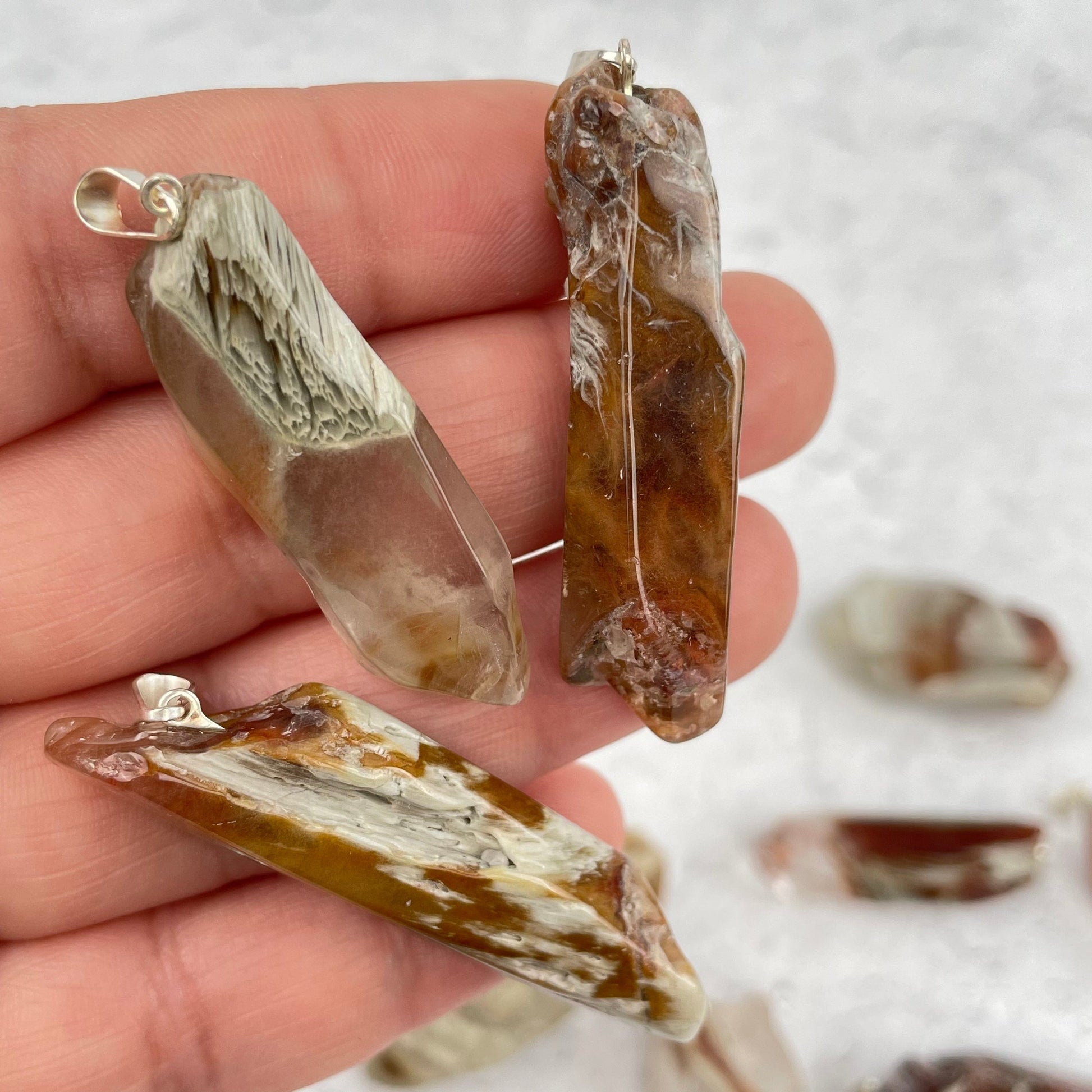 close up of the details on the pendants 