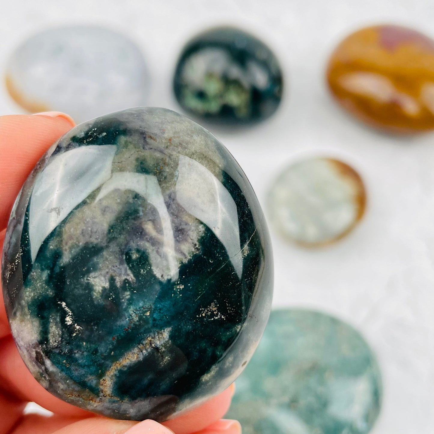close of the details on this ocean jasper palm stone