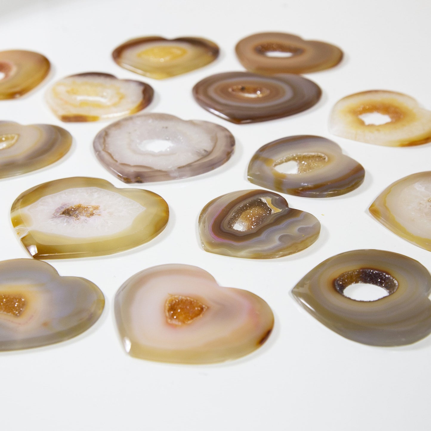 Natural Druzy Agates Heart Shaped - close up