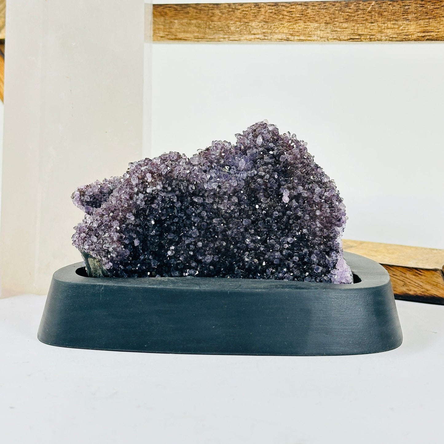 amethyst with decorations in the background