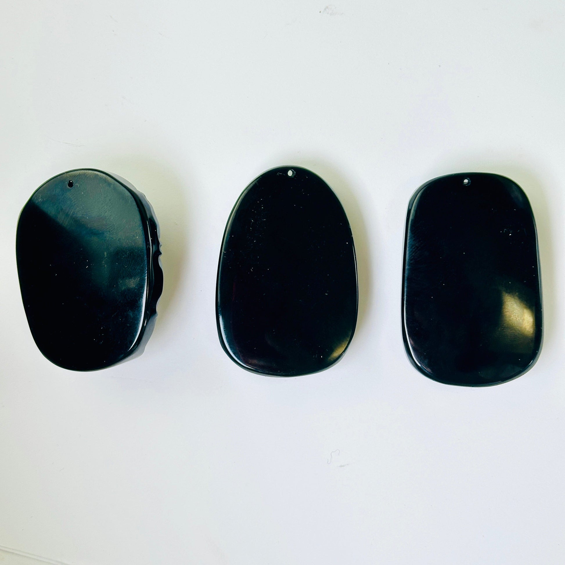 Black Obsidian Buddha Head, Sitting Buddha, or Guan Yu Carved Crystal Pendant - You Choose Style all variants back view