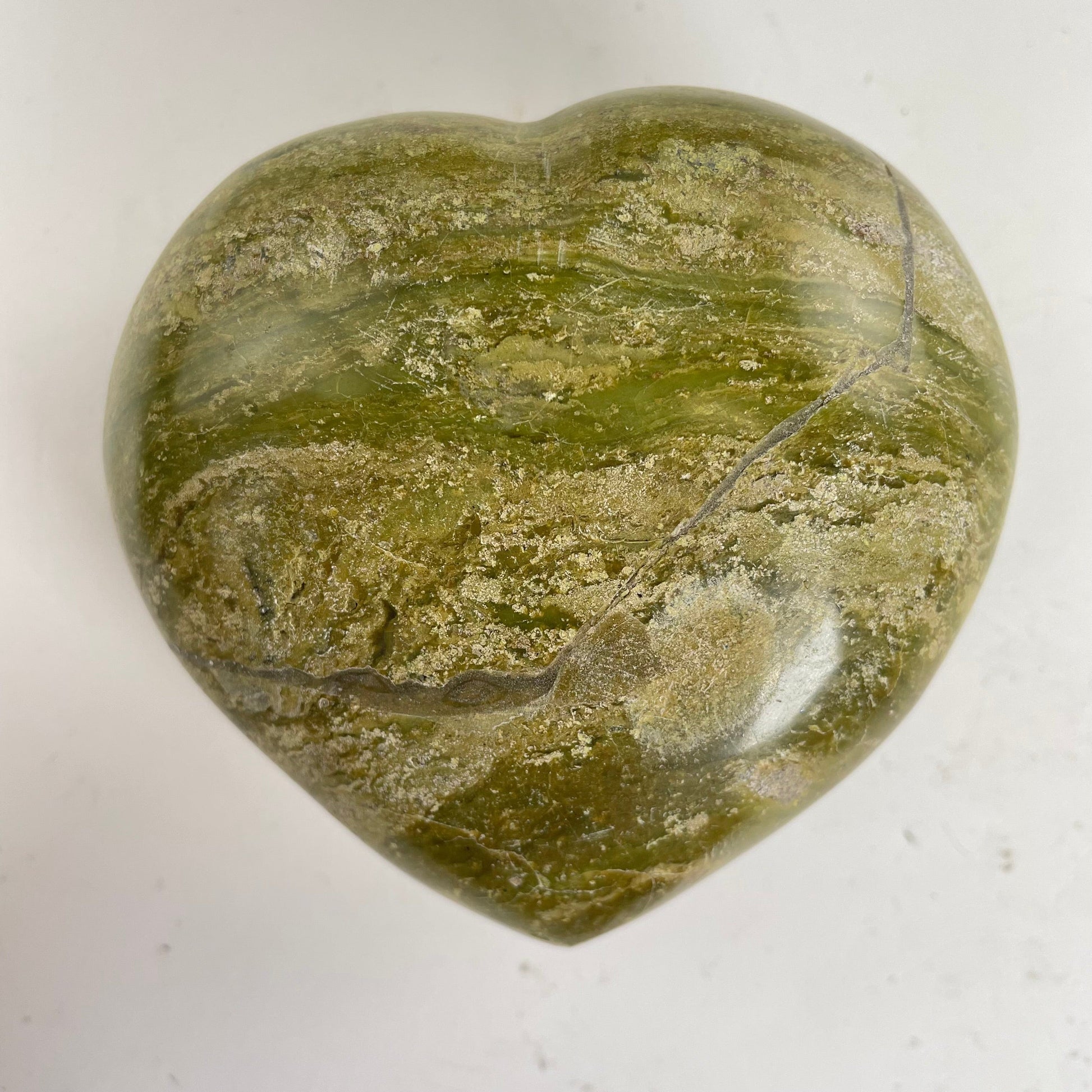 Green Pistachio Opal Crystal Heart - One-of-a-Kind #3 front view