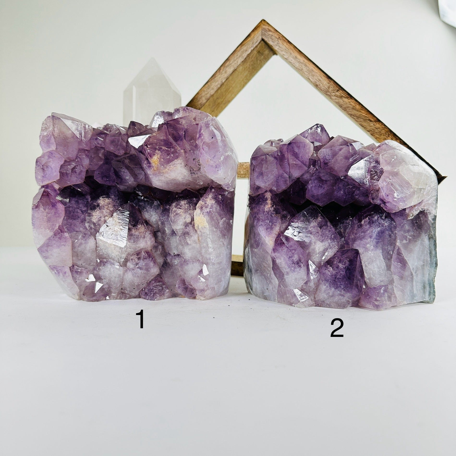 amethyst with decorations in the background