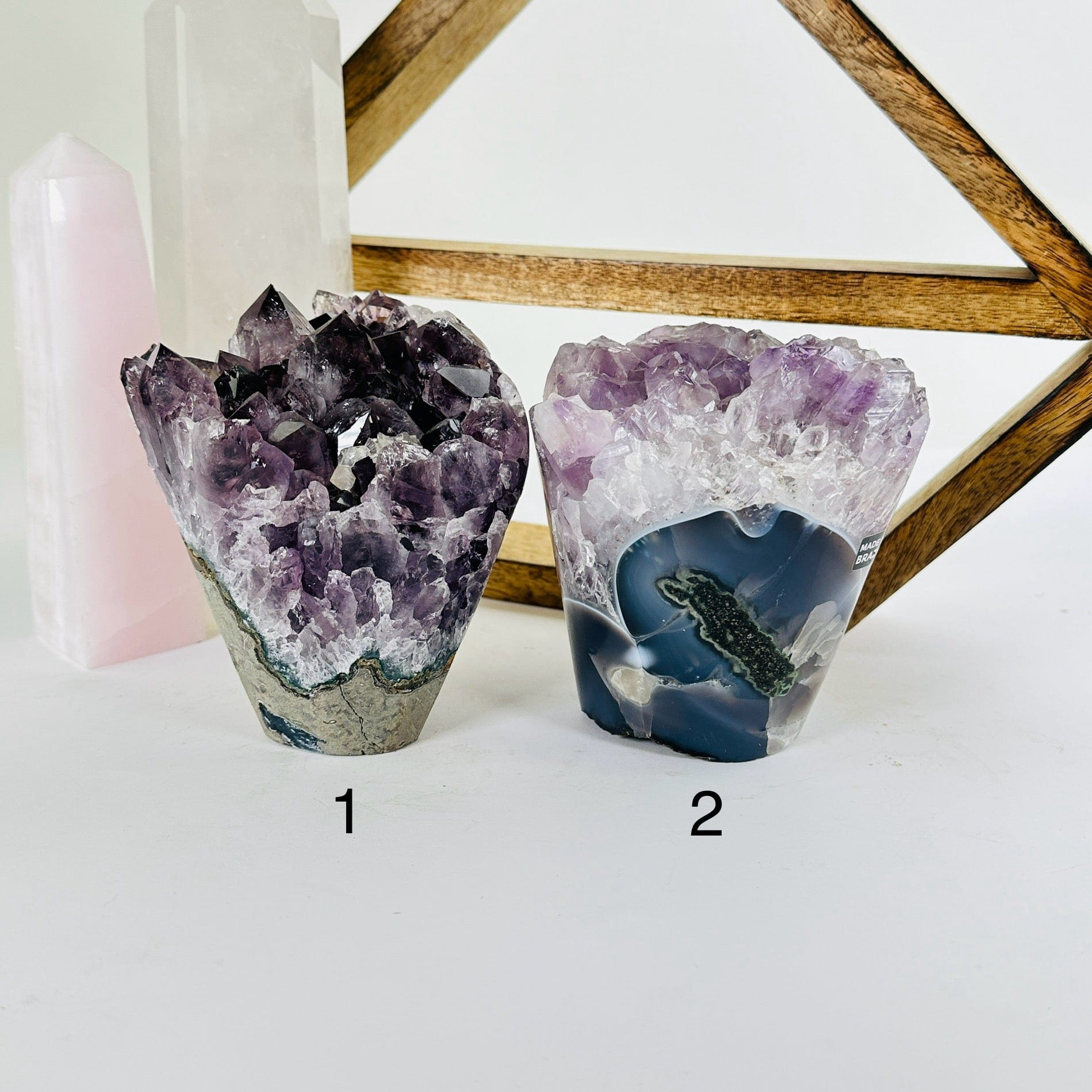 amethyst with decorations in the background