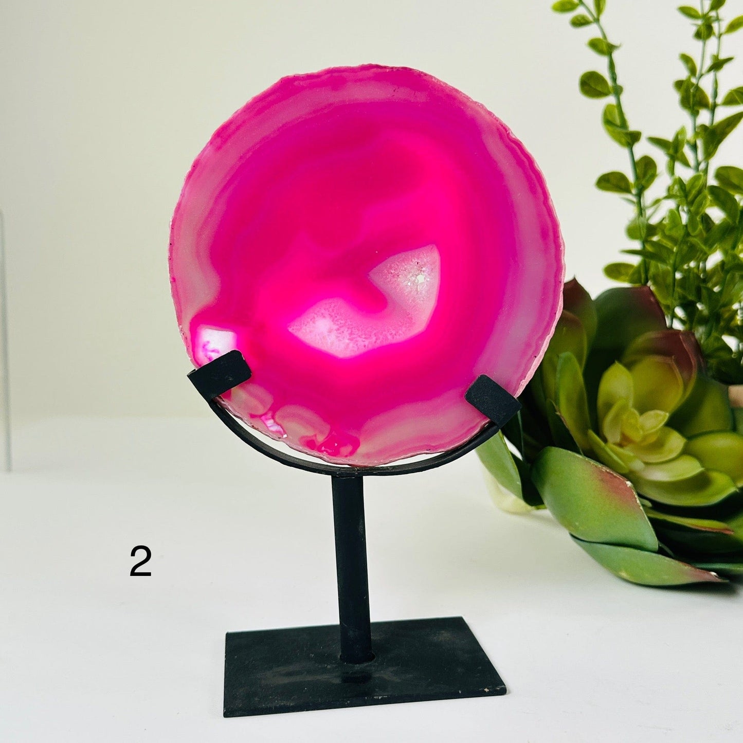 Pink Agate Crystal Slice on Stand - You Choose variant 2 labeled