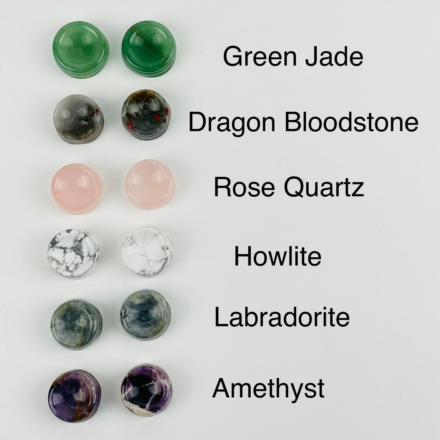 sphere holder next to its crystal name