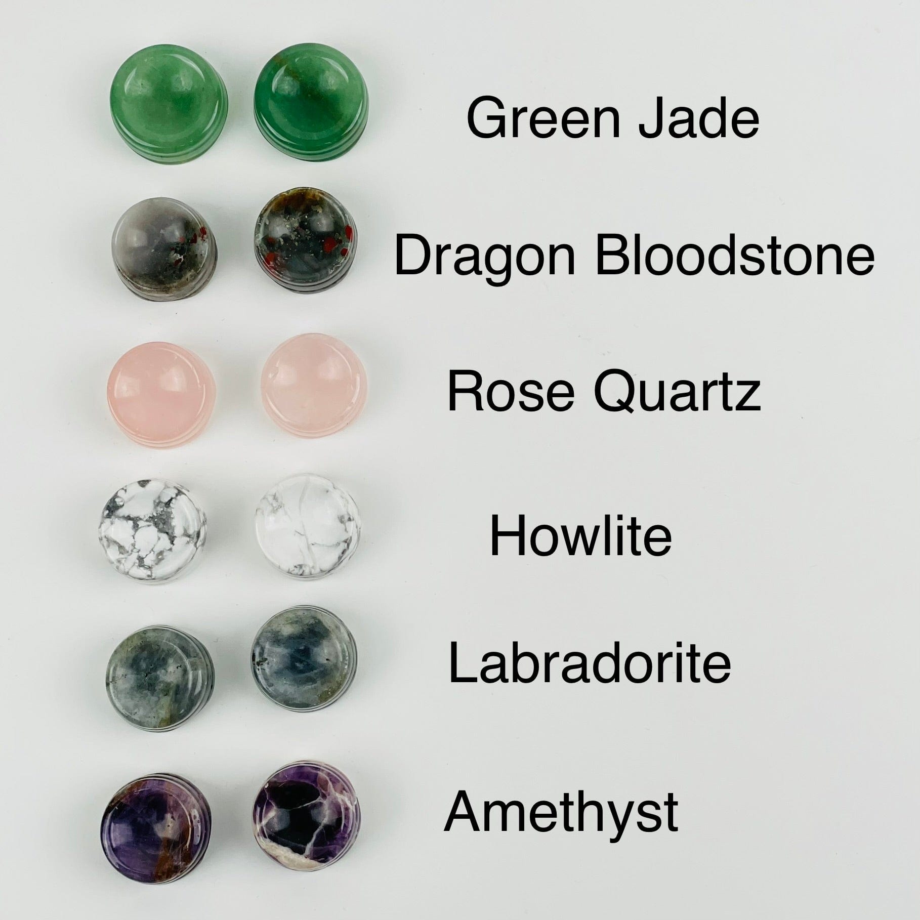 sphere holder next to its crystal name