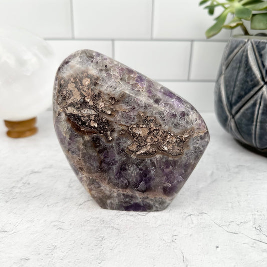 Chevron Amethyst Polished Freeform - OOAK - front view