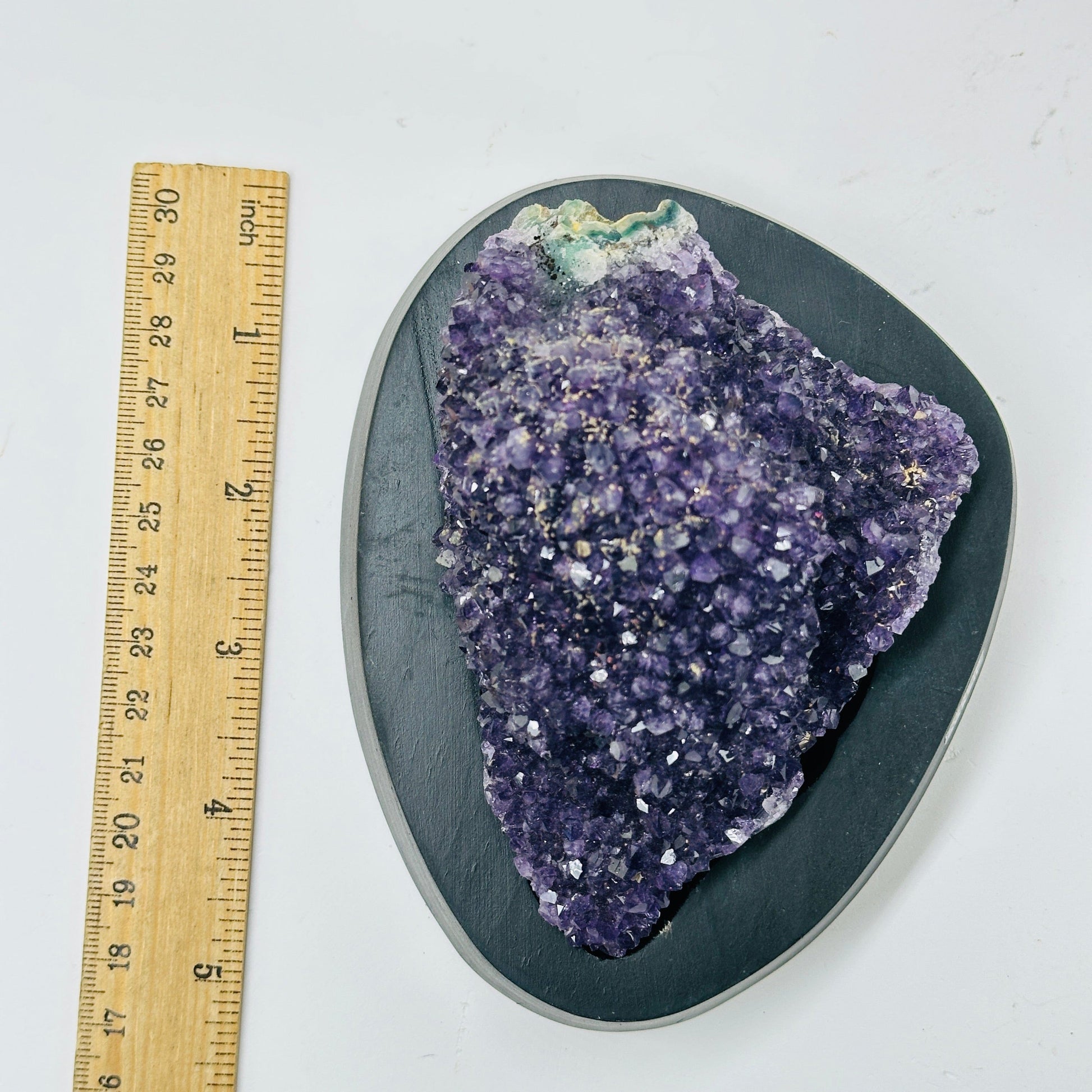 amethyst with decorations in the background