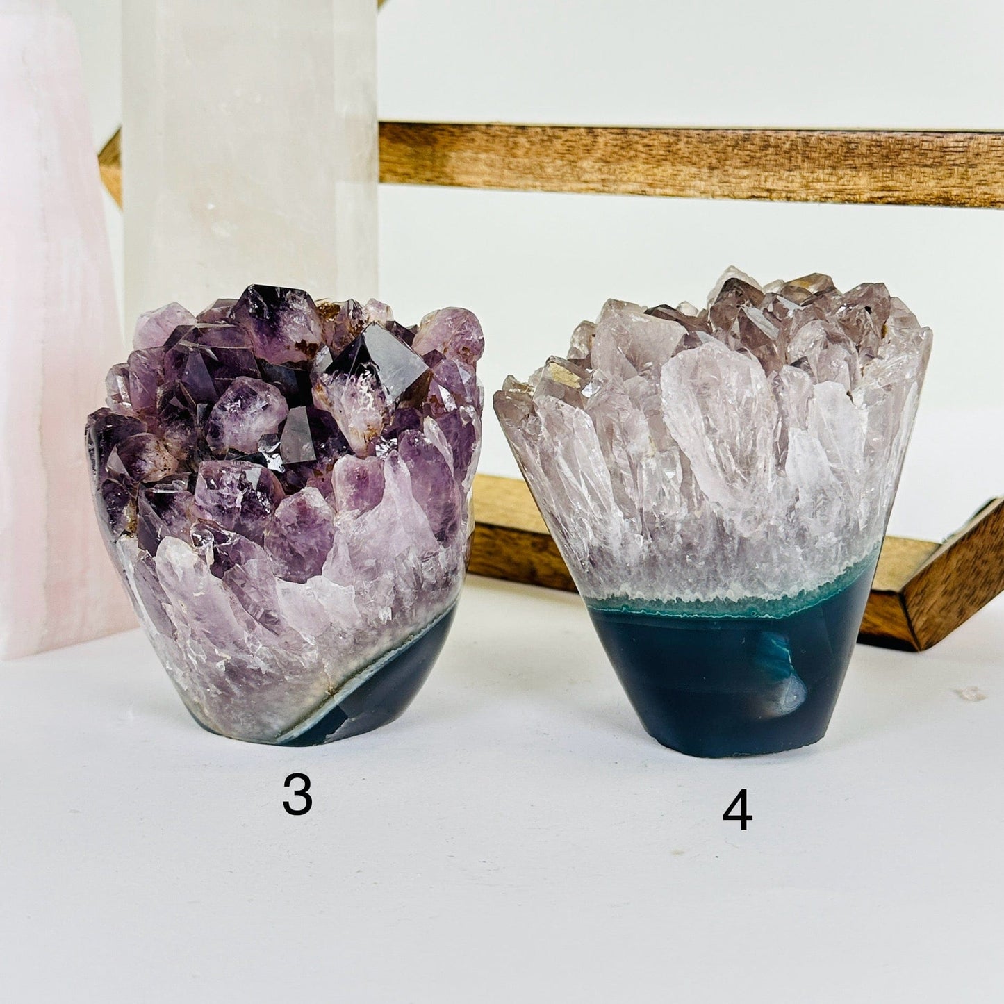 amethyst with decorations in the background