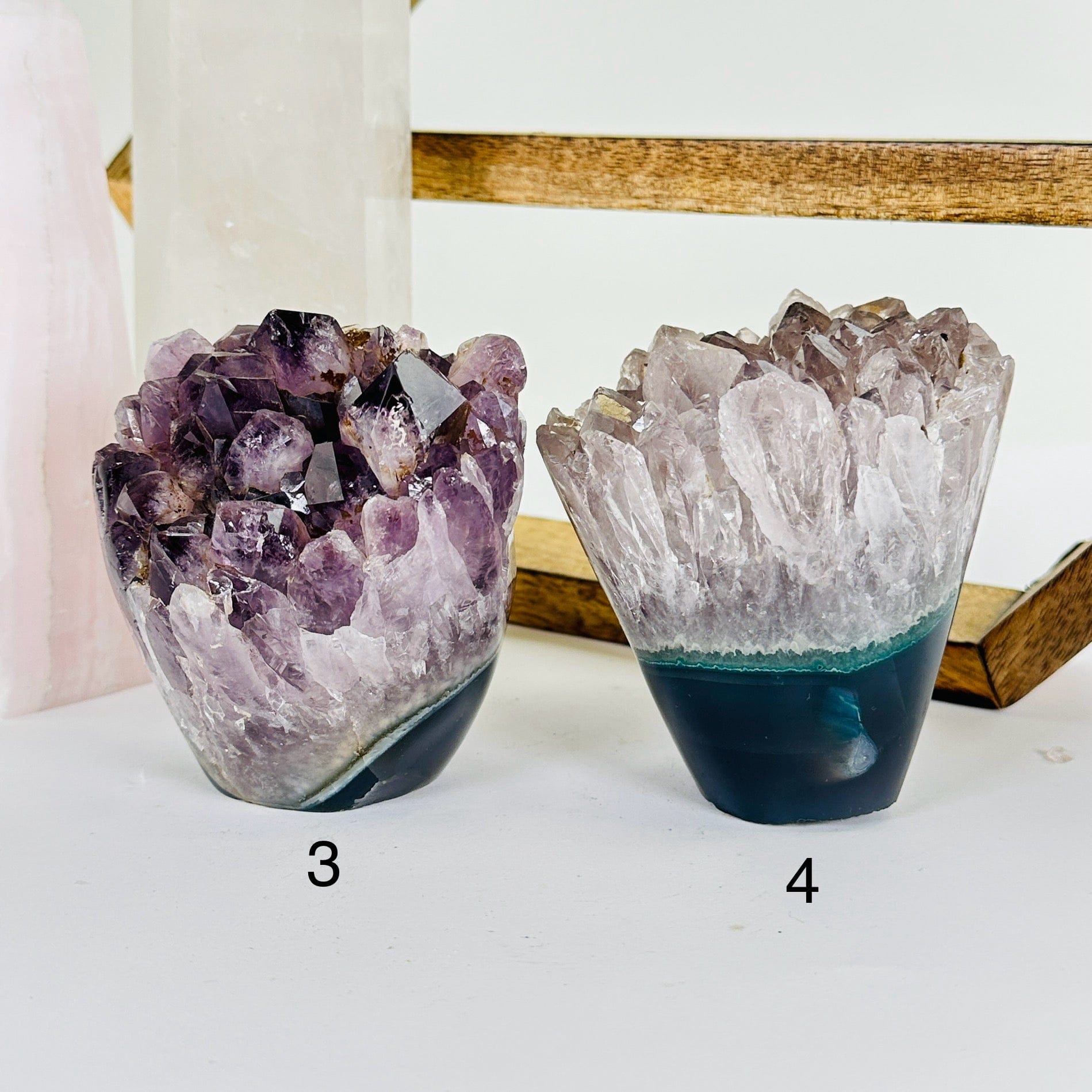amethyst with decorations in the background