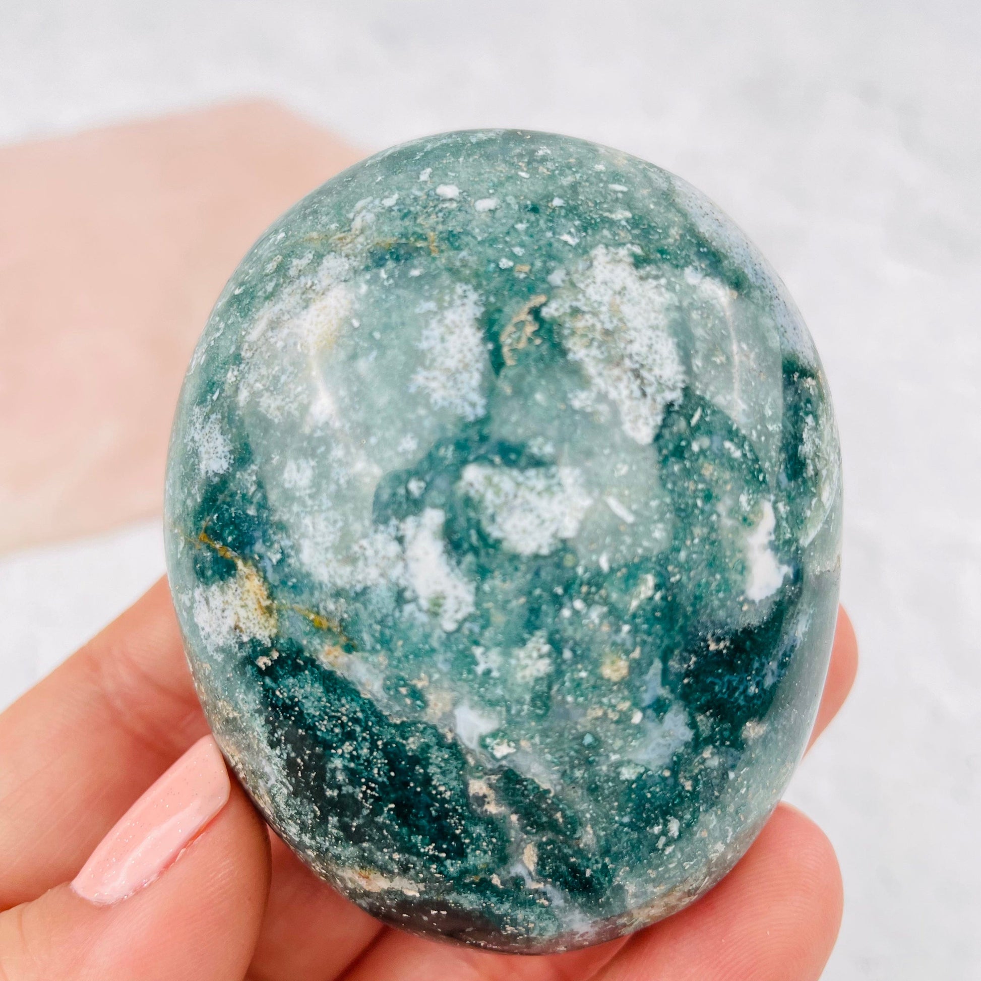 close of the details on this ocean jasper palm stone
