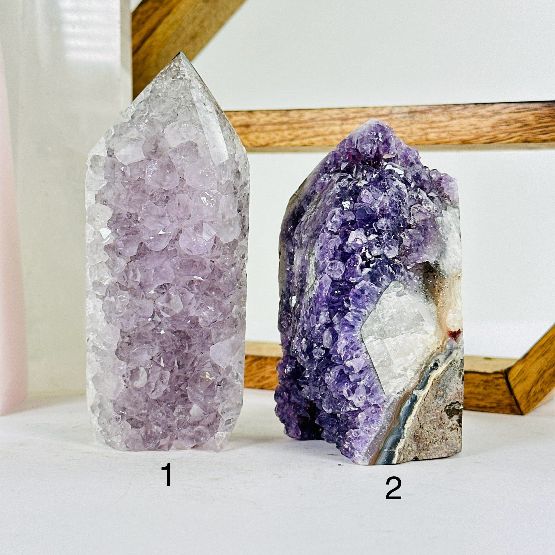 amethyst with decorations in the background