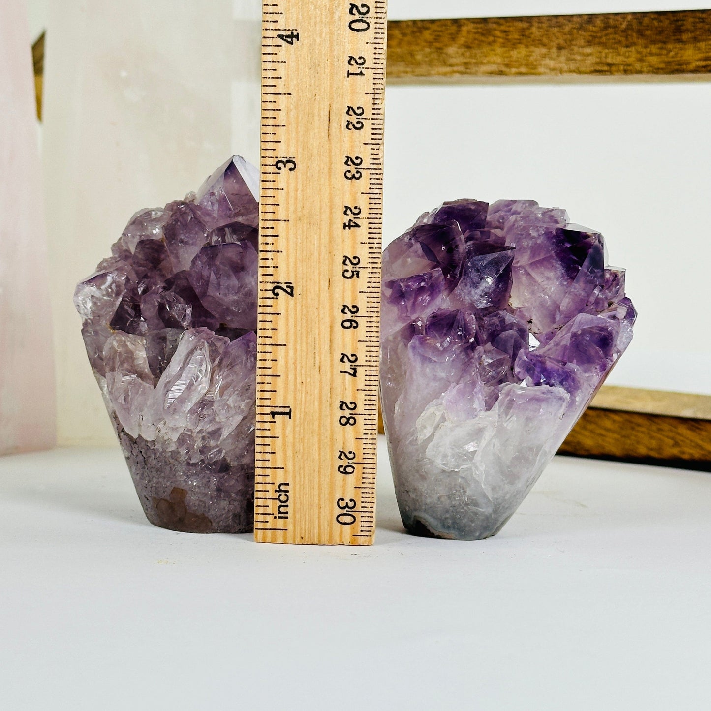 amethyst with decorations in the background
