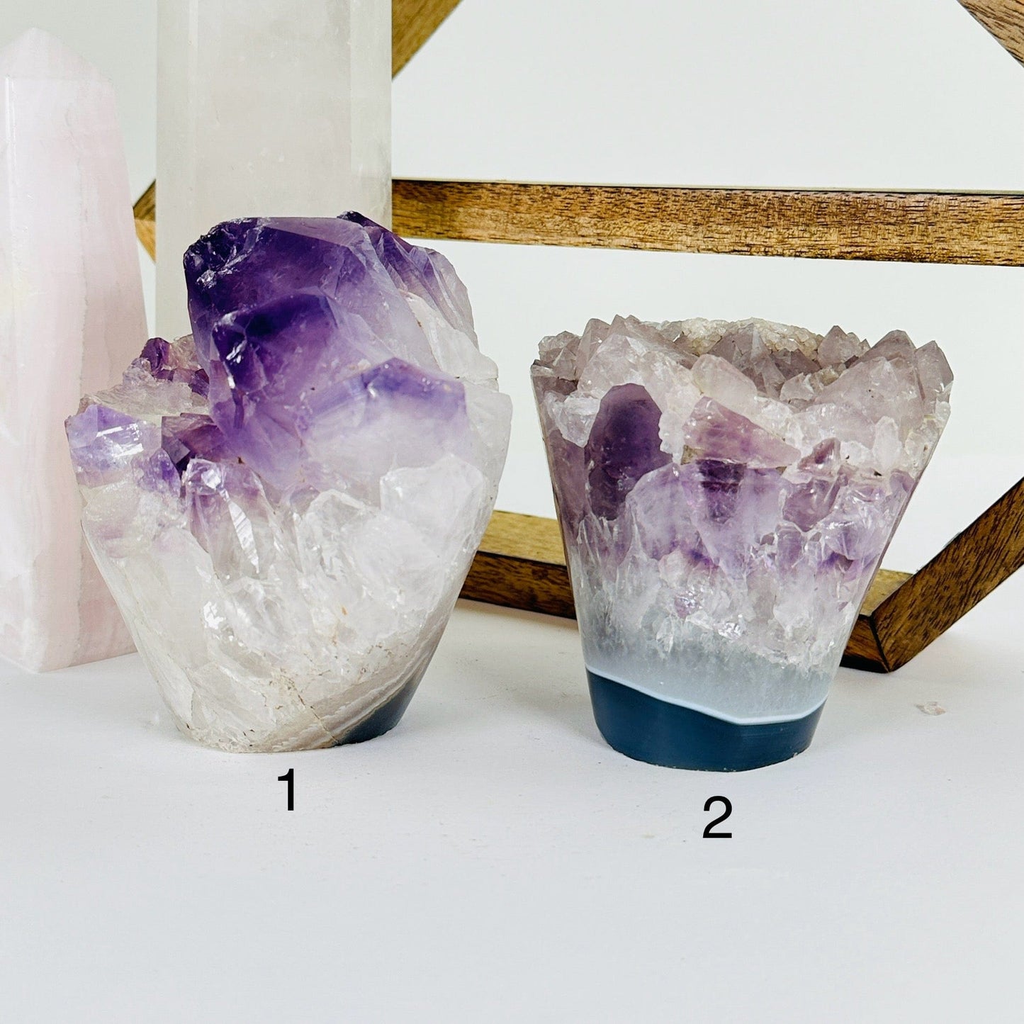 amethyst with decorations in the background