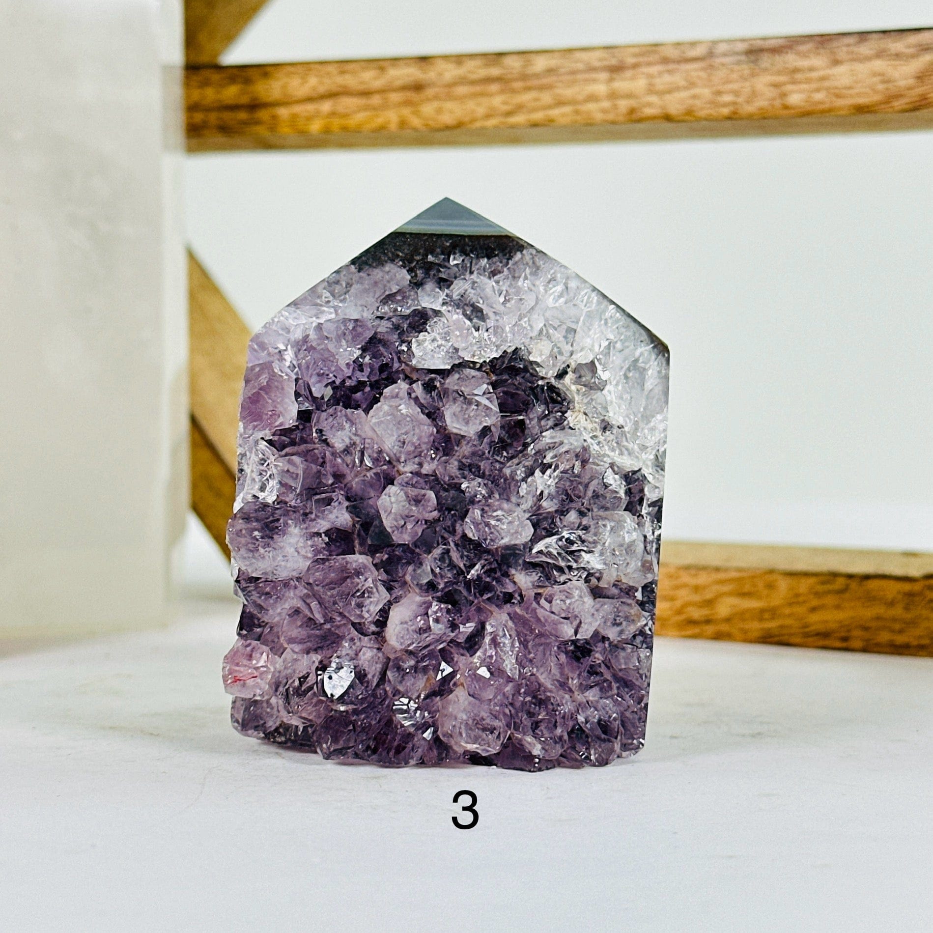 amethyst with decorations in the background