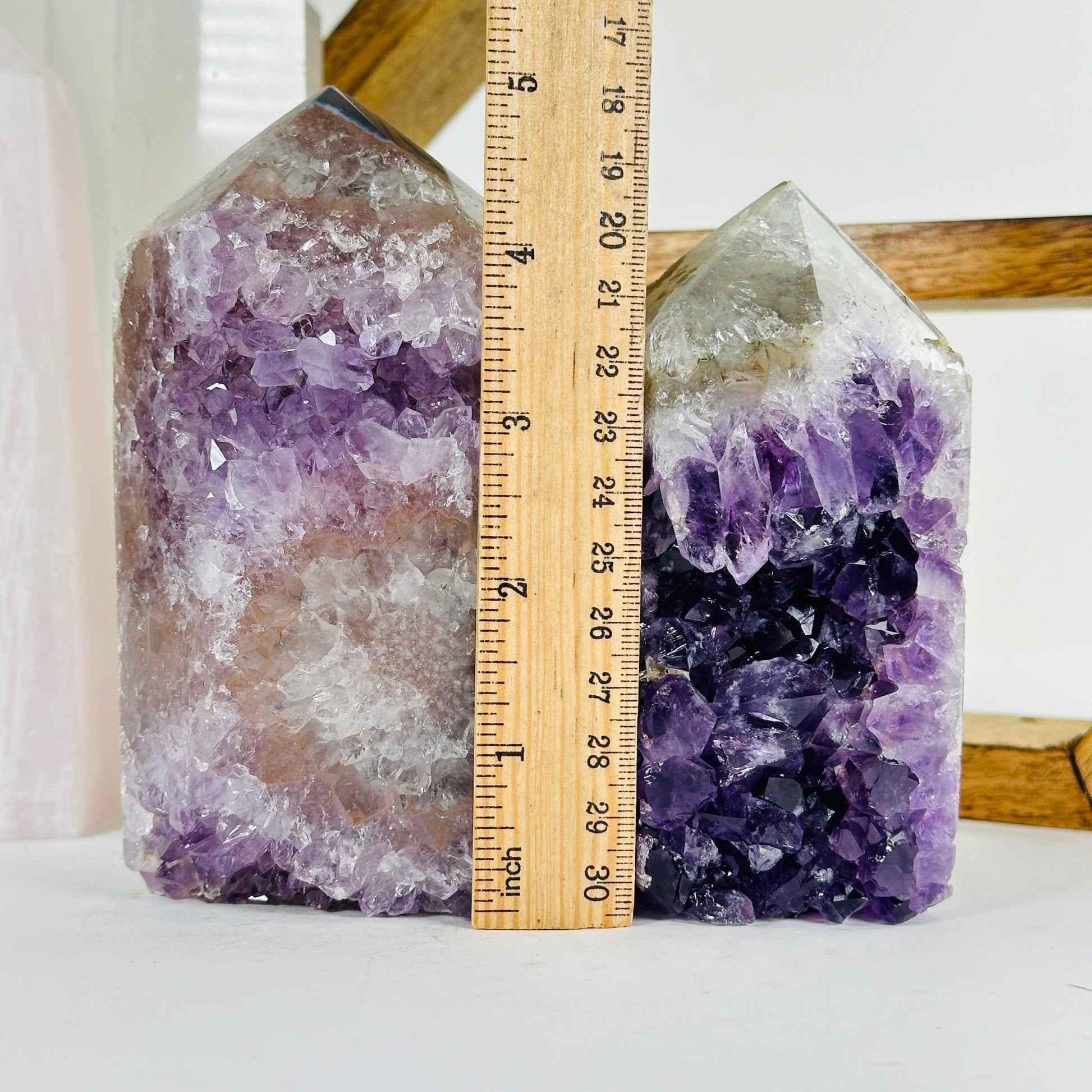 amethyst with decorations in the background